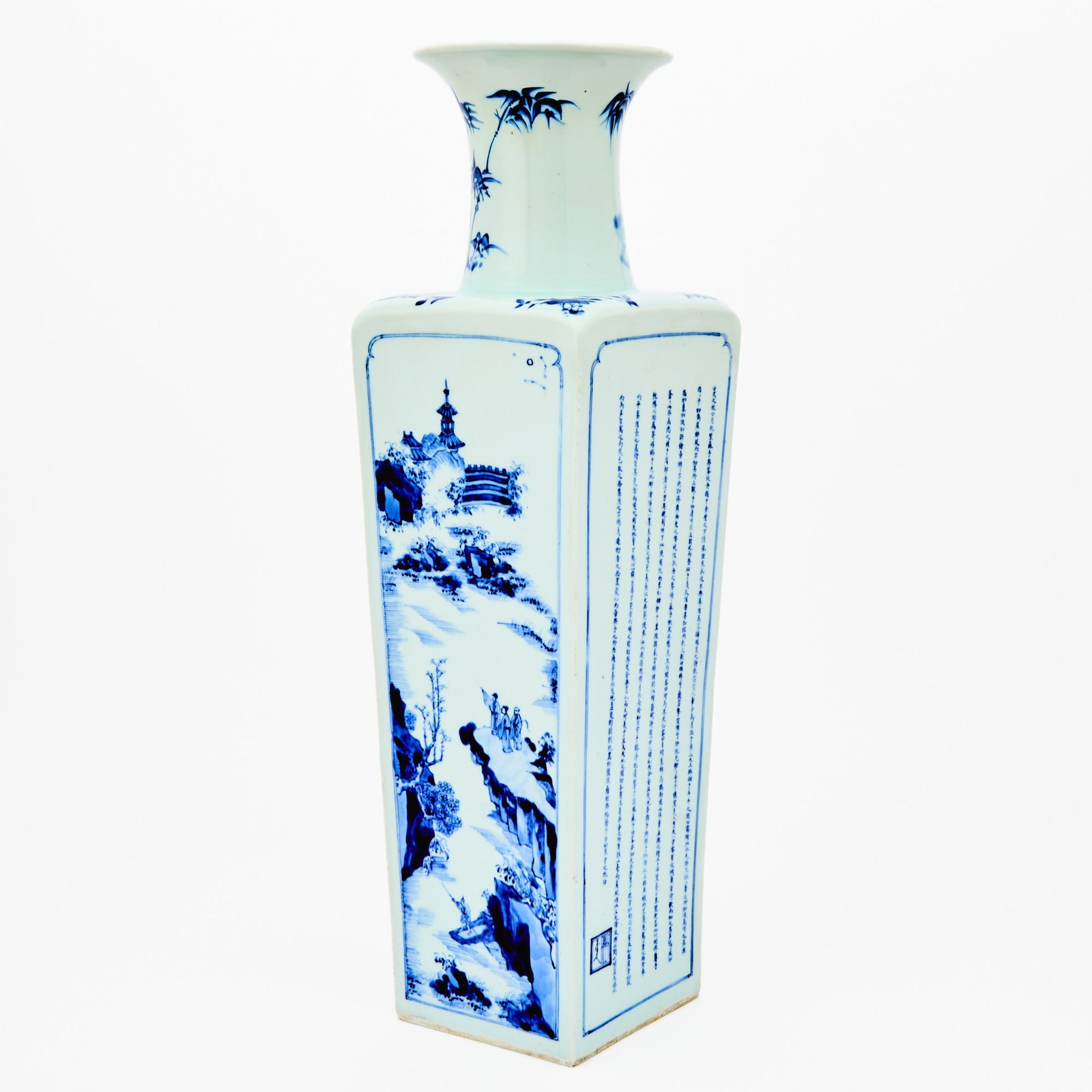 A Chinese Blue and White Porcelain Square Vase Six-Character Kangxi Mark and of the Period (1 of 8)