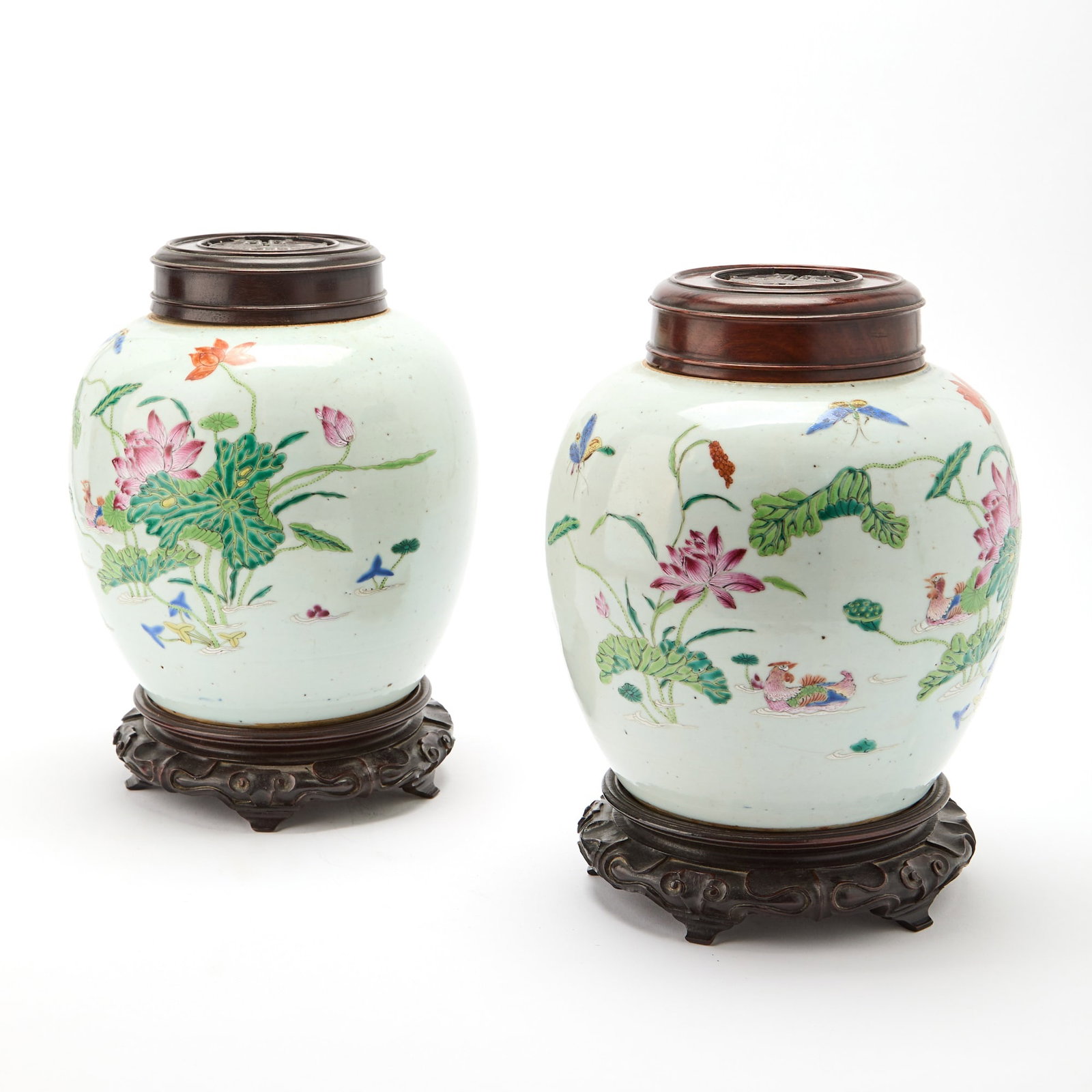 A Pair of Chinese Famille Rose Porcelain Jars 18th Century (1 of 6)
