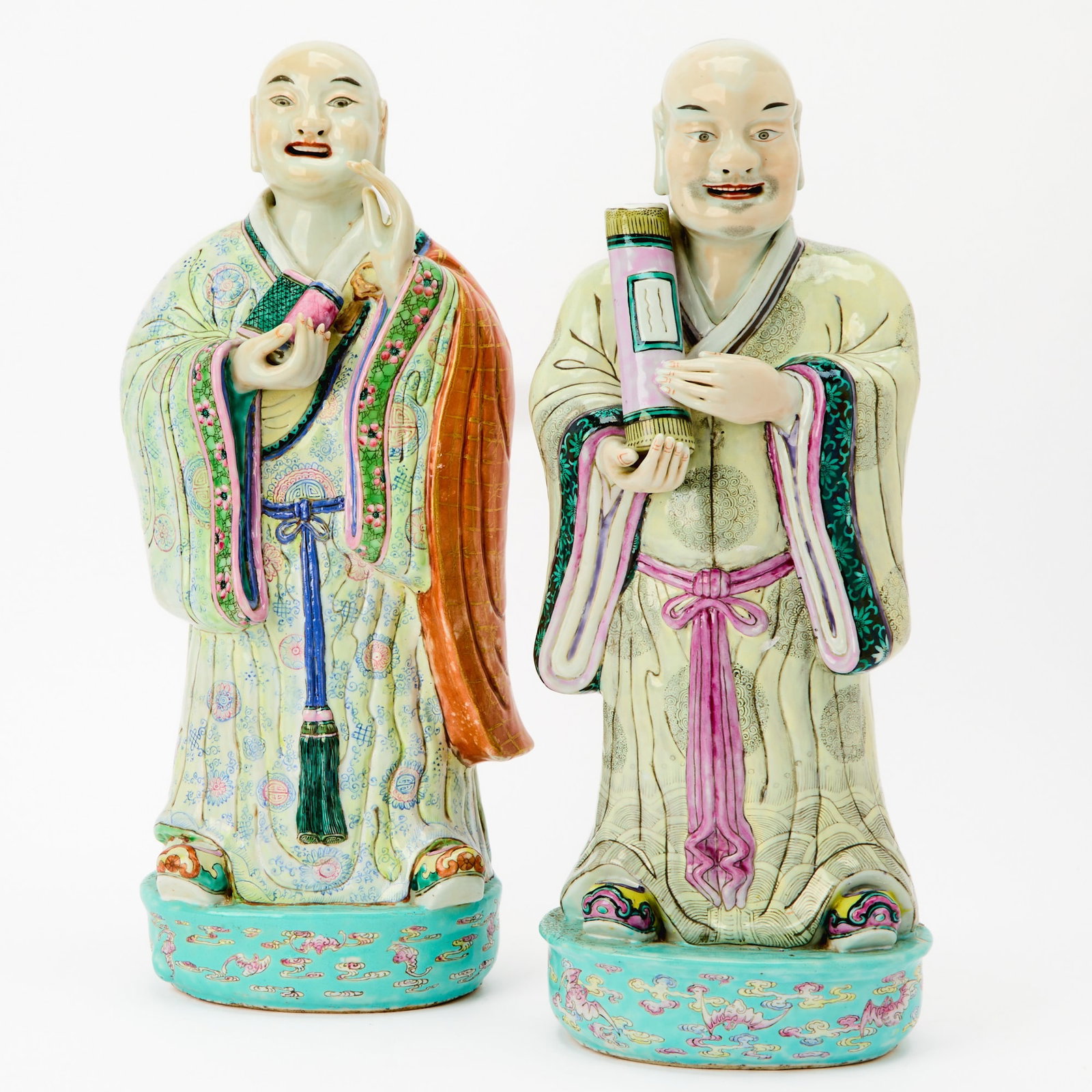 A Pair of Large Chinese Famille Rose Porcelain Figures of Luohan 18th-19th Century (1 of 7)