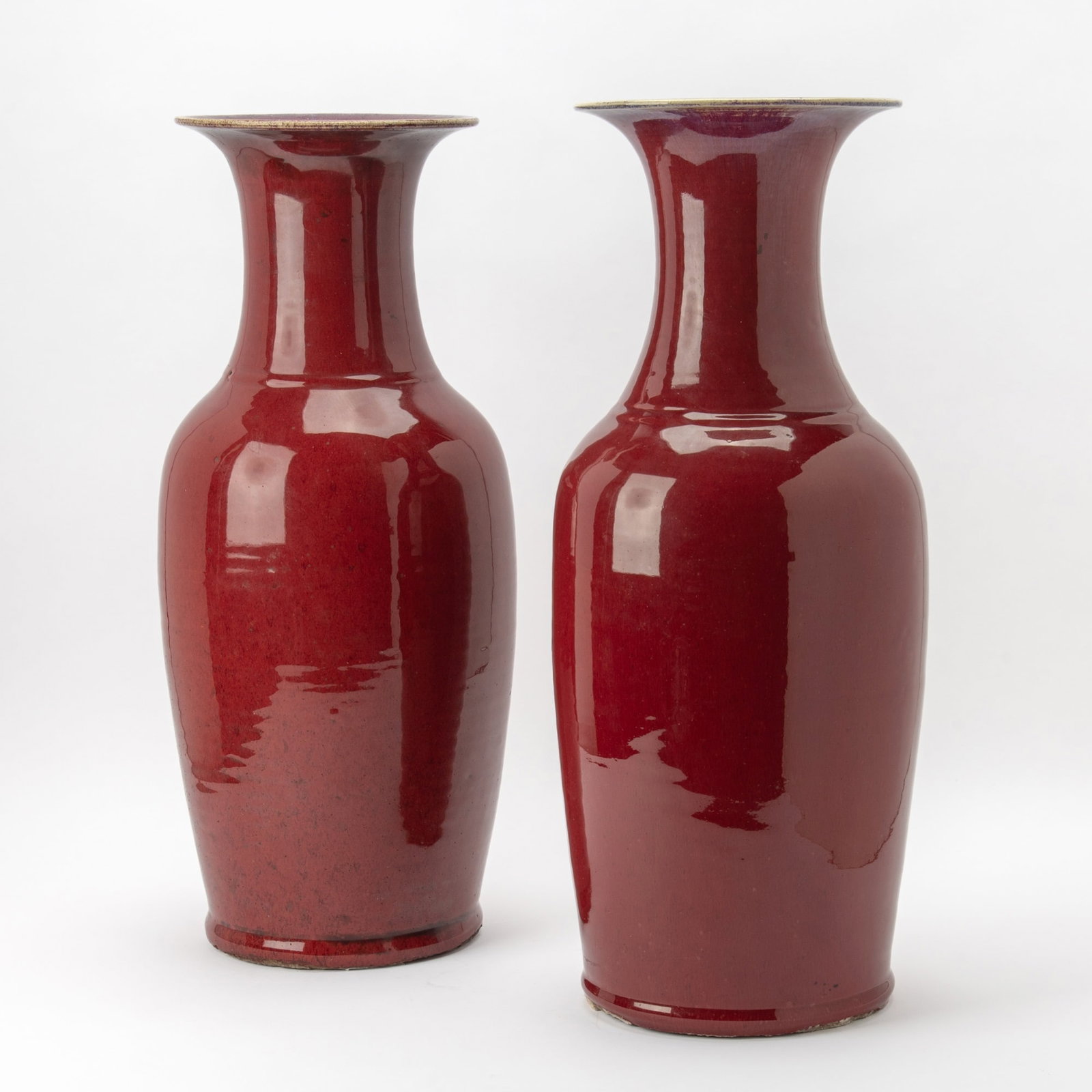 A Pair of Large Chinese Copper Red Glazed Porcelain Vases Late 18th Century (1 of 4)