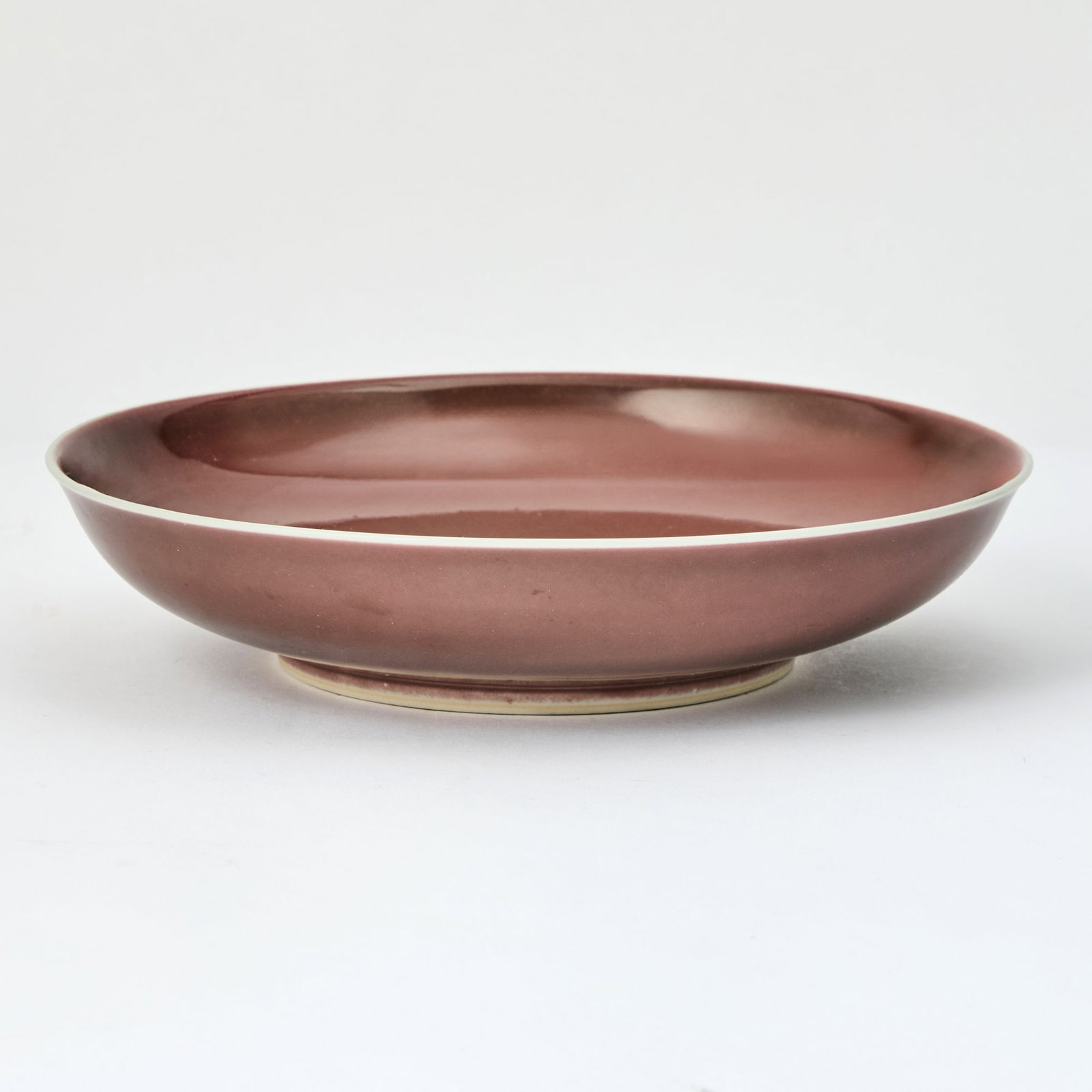A Chinese Copper Red Glazed Porcelain Dish Xuande Mark, Qing Dynasty (1 of 3)