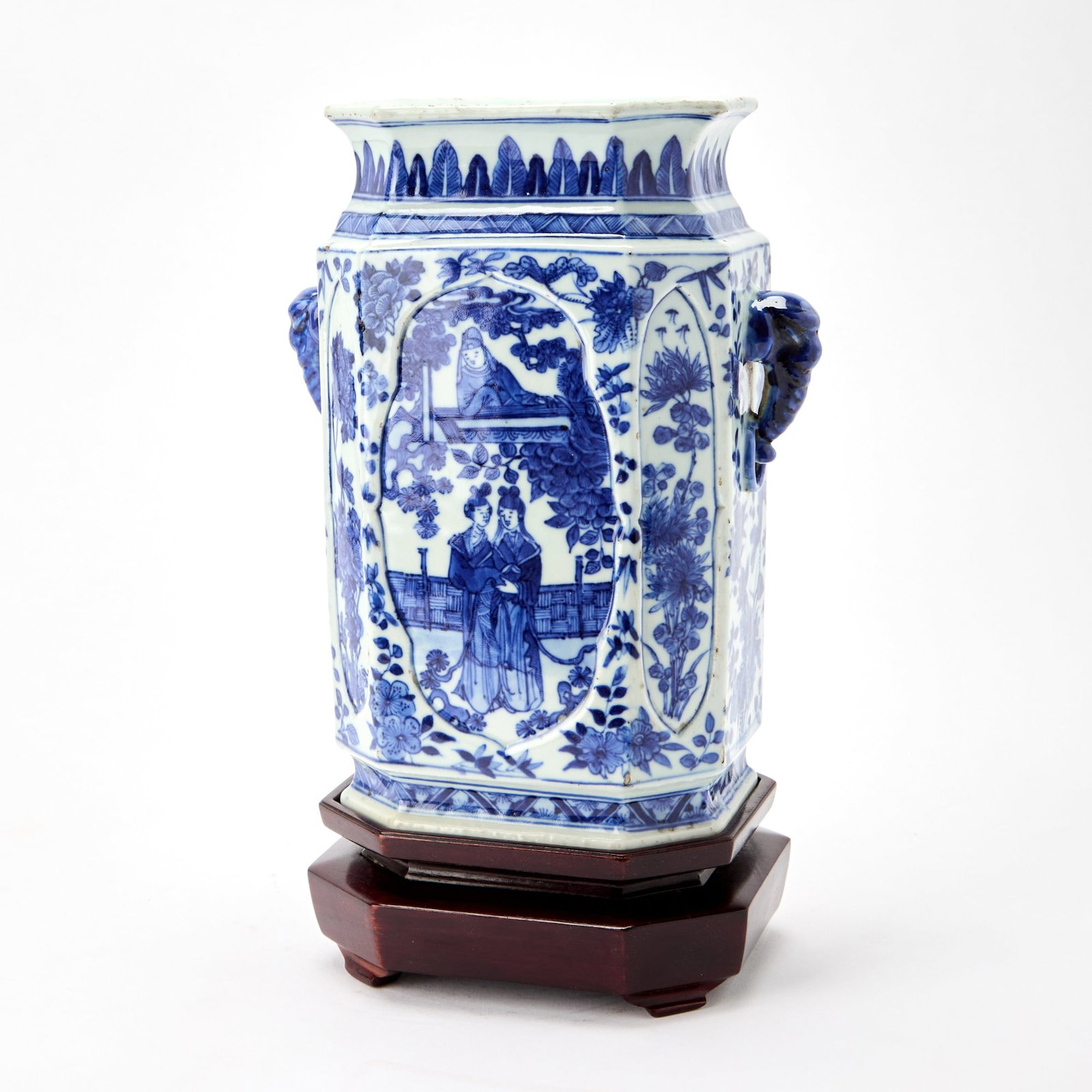 A Chinese Faceted Blue and White Porcelain Vase 19th Century (1 of 8)
