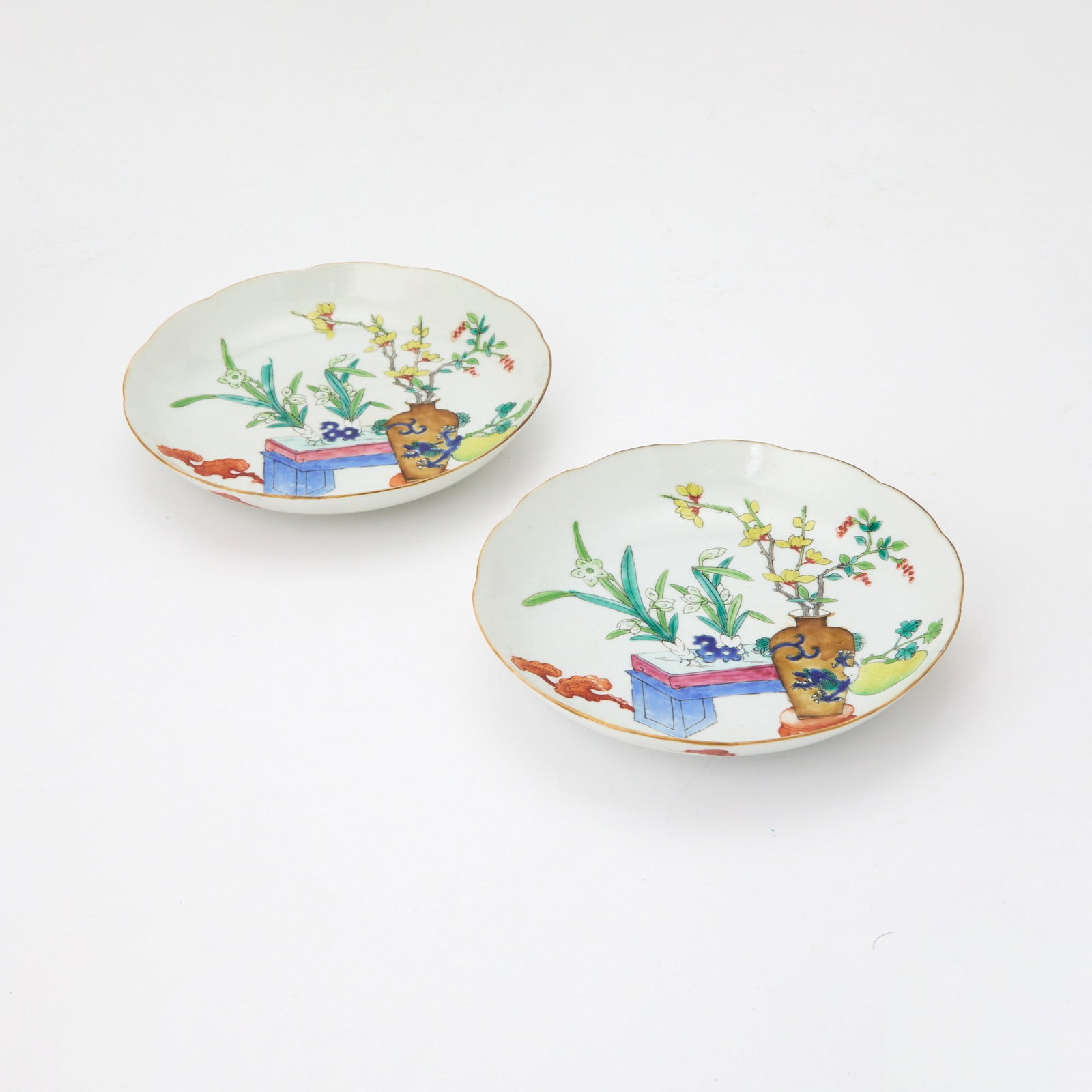 A Pair of Chinese Enameled Porcelain Dishes Daoguang Mark, Qing Dynasty (1 of 3)