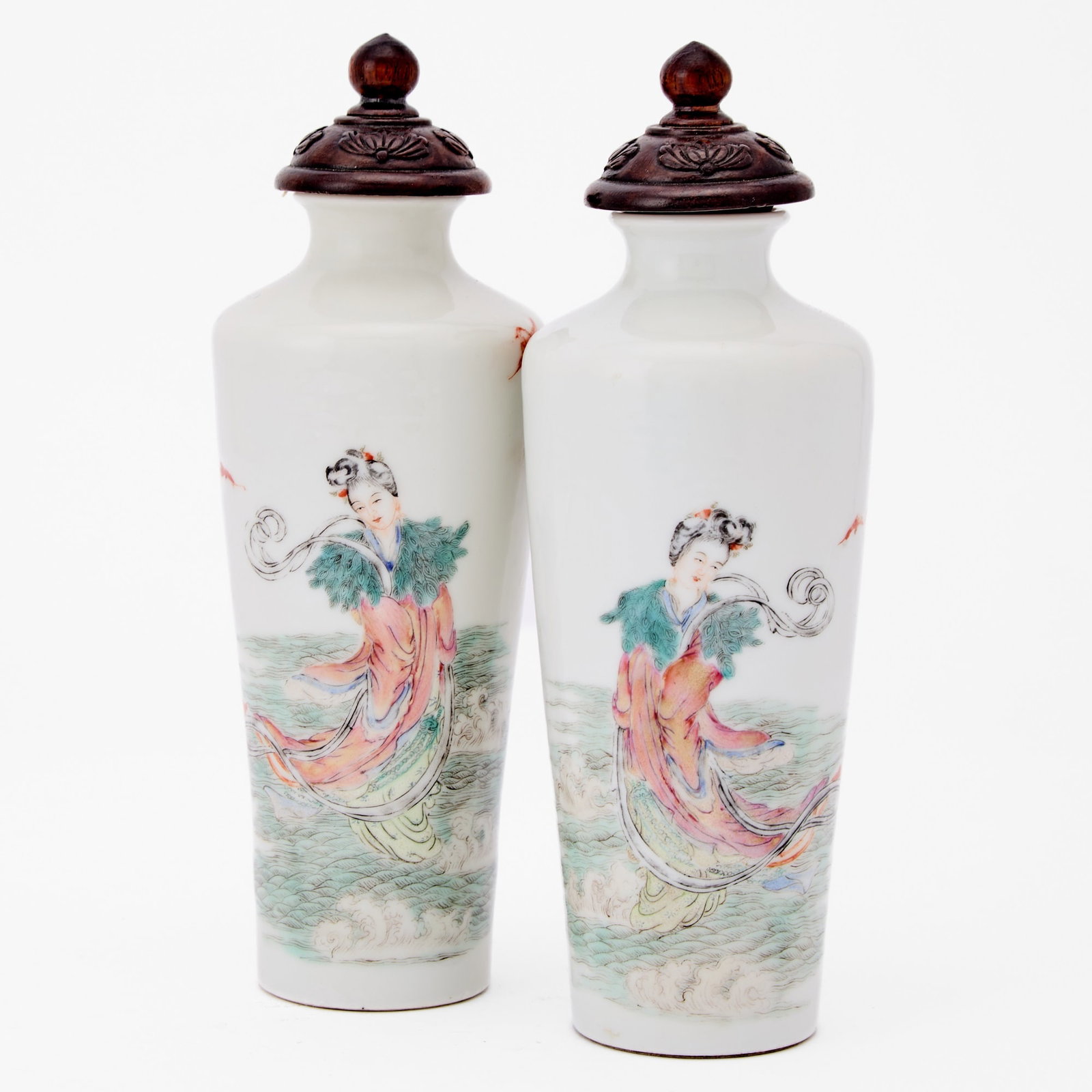 A Pair of Chinese Enameled Porcelain Vases Shendetang Mark, Daoguang Period (1 of 4)