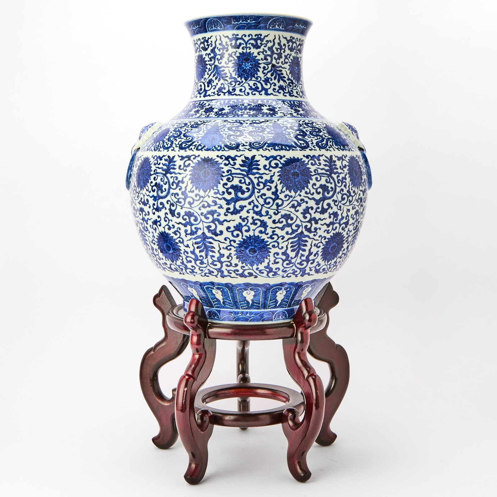 A Chinese Blue and White Porcelain Twin-Handled Vase Qianlong Mark, Republic Period (1 of 6)