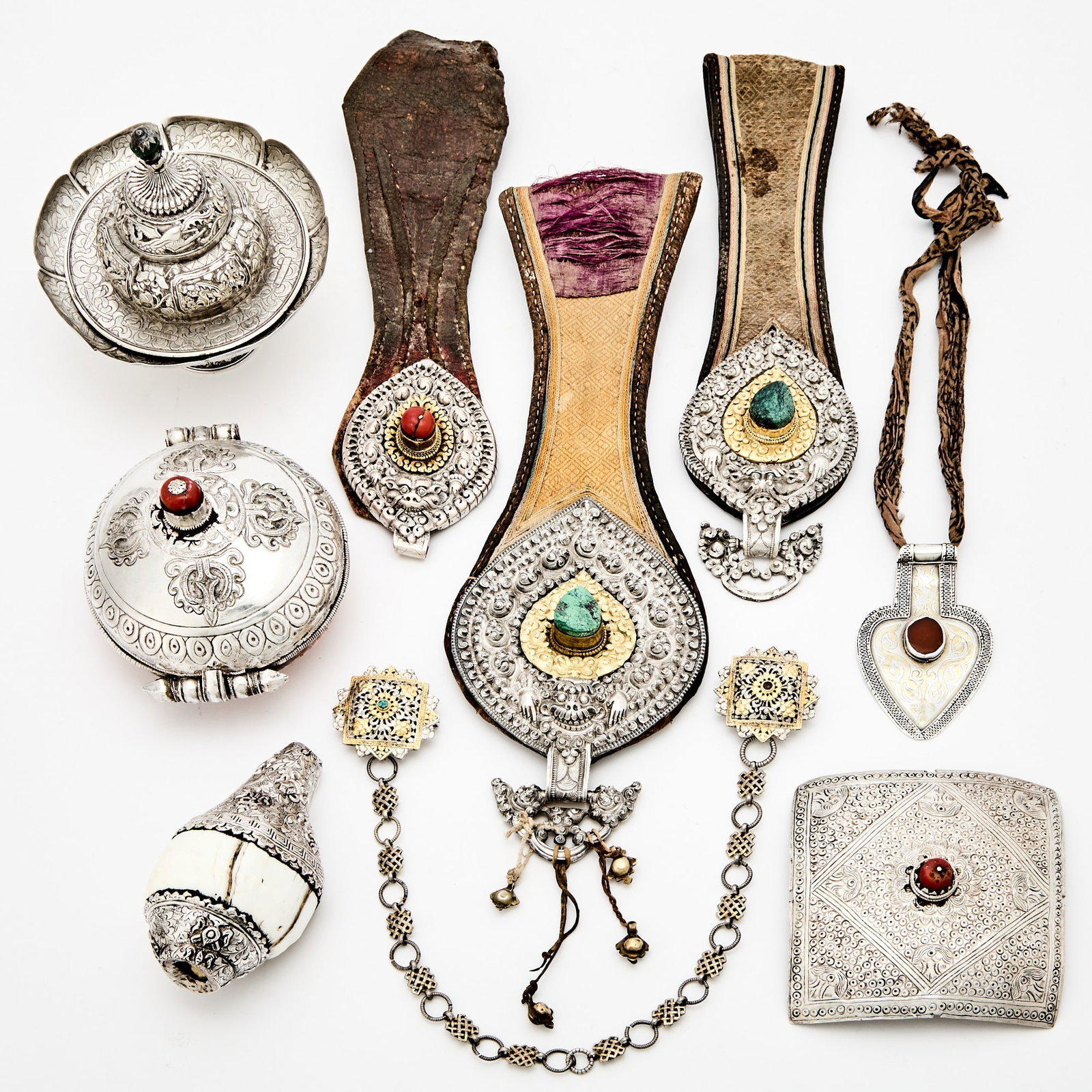 A Group of Tibetan Silver and Mixed Metal Ritual Objects 18th/19th-20th century (1 of 6)