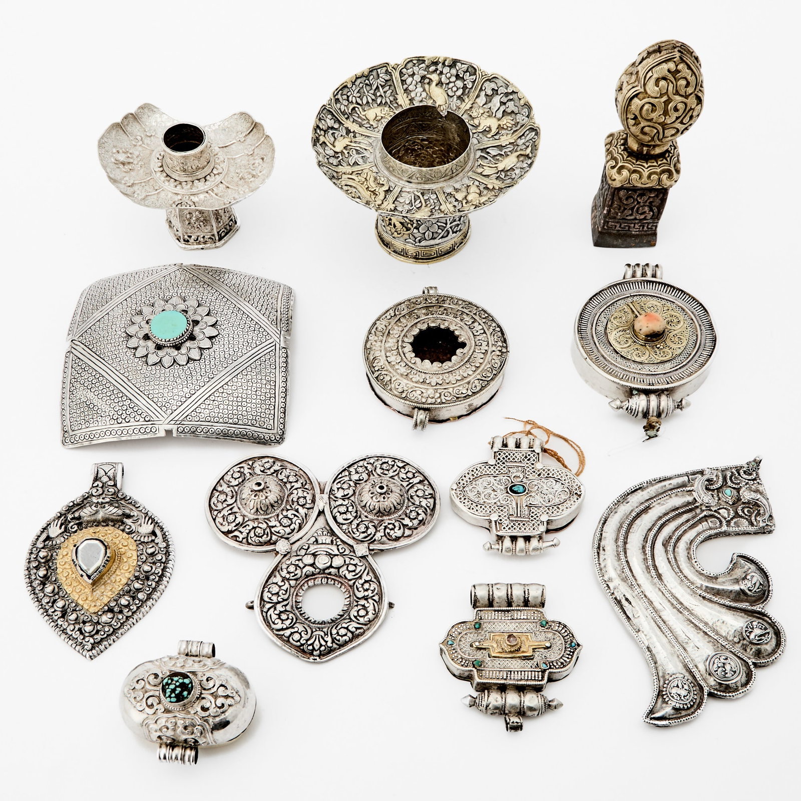 A Group of Tibetan Mixed Metal Ritual Articles Likely all 19th century (1 of 6)