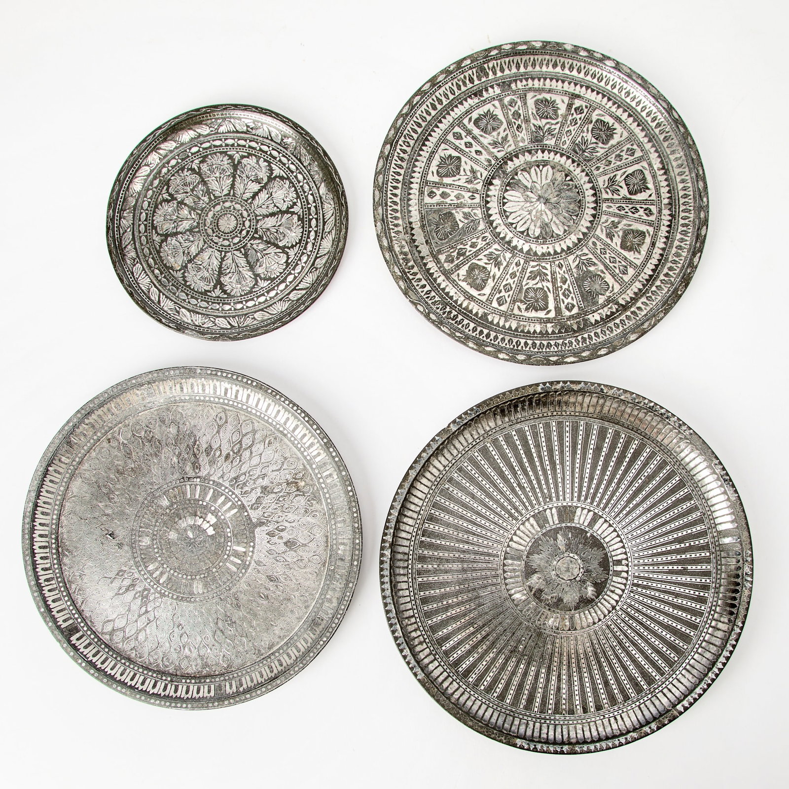 Four Indian Silver-Inlaid Alloy Bidri Ware Dishes Deccan, 18th-19th century (1 of 4)