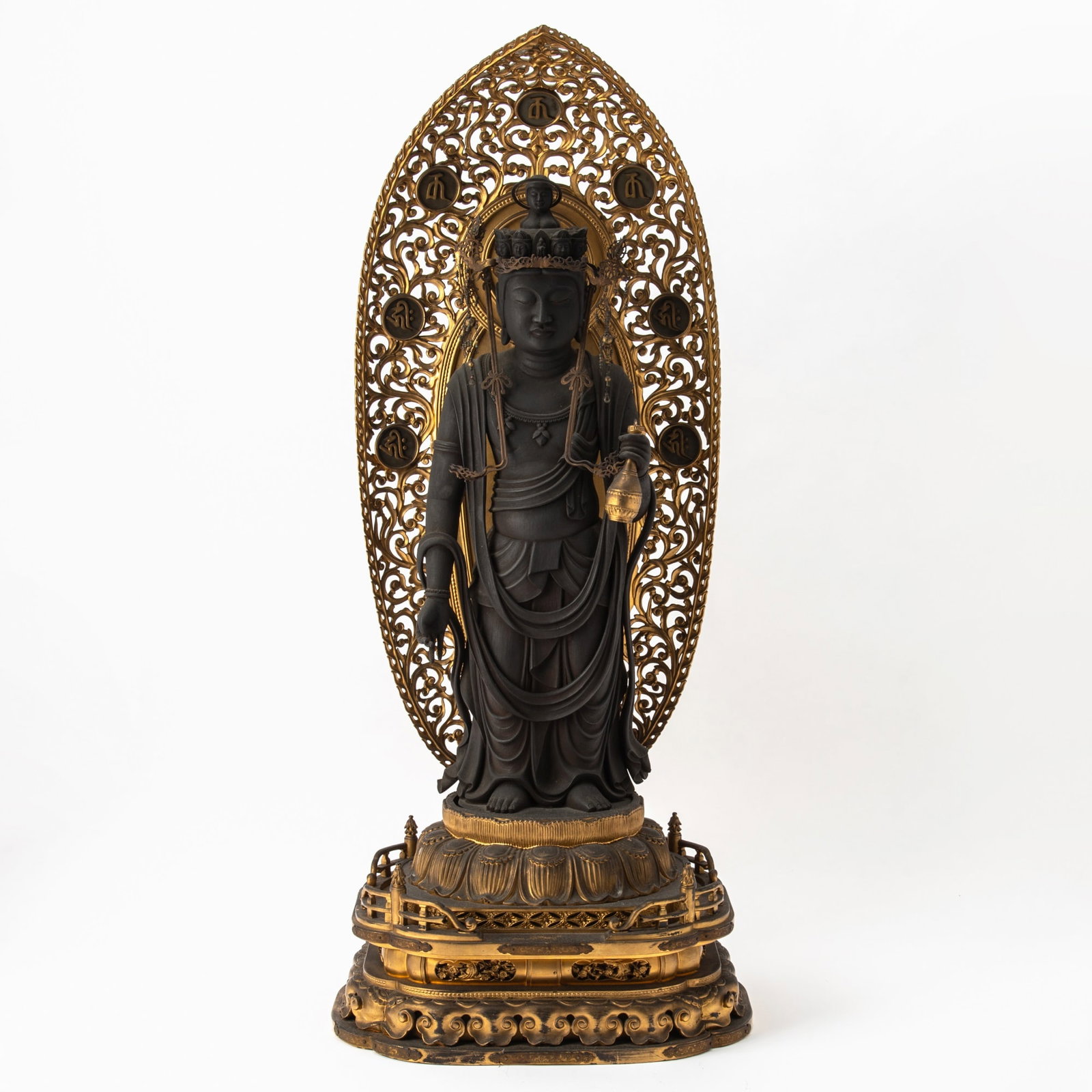 A Large Japanese Parcel Giltwood Figure of Juichi-men Kannon 19th century (1 of 7)