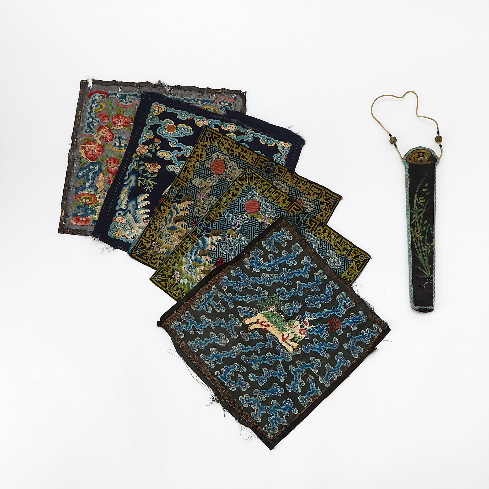 Five Chinese Silk Rank Badges