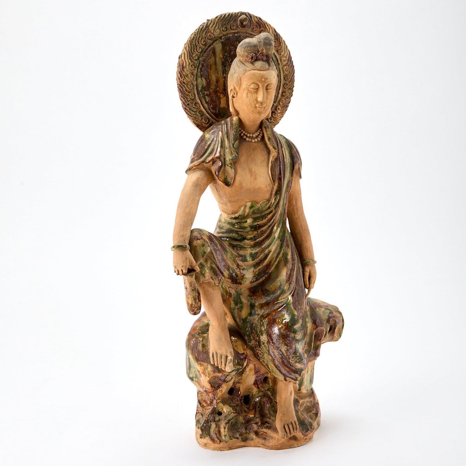 A Chinese Glazed Tilework Figure of Guanyin Qing Dynasty or Later (1 of 7)