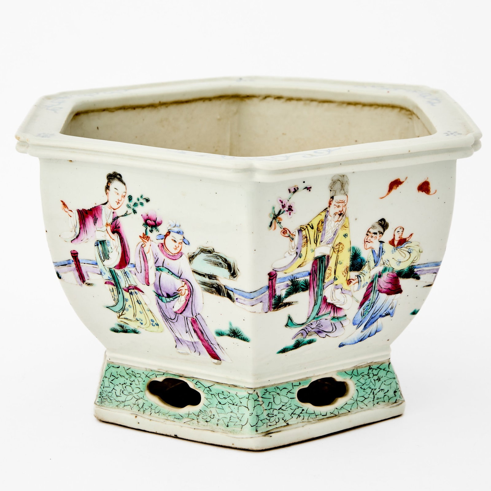 A Chinese Enameled Porcelain Hexagonal Planter Late Qing Dynasty (1 of 5)