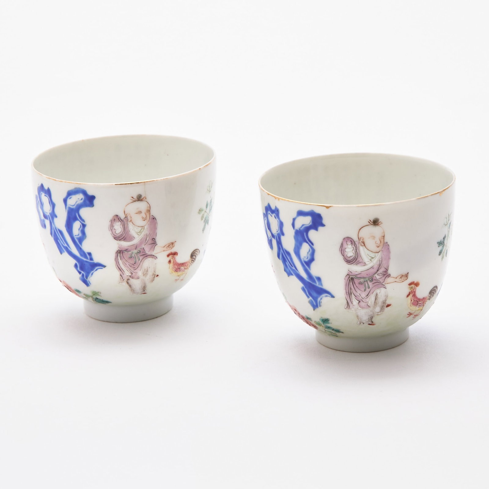 A Pair of Chinese Enameled Porcelain Cups Yongzheng Mark, but Later (1 of 4)