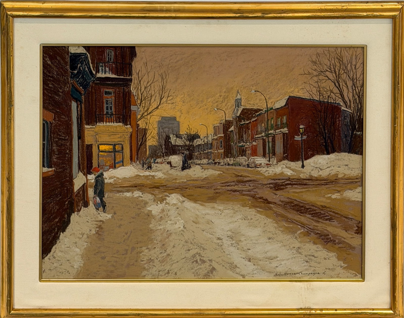 Horace Champagne: Canadian, b. 1937 Little Messenger, 1988 Signed Horace Champagne H (lr); identified on label on the reverse Pastel on brown paper Sight 21 x 29 inches Framed 28 3/4 x 36 1/2 inches Provenance: