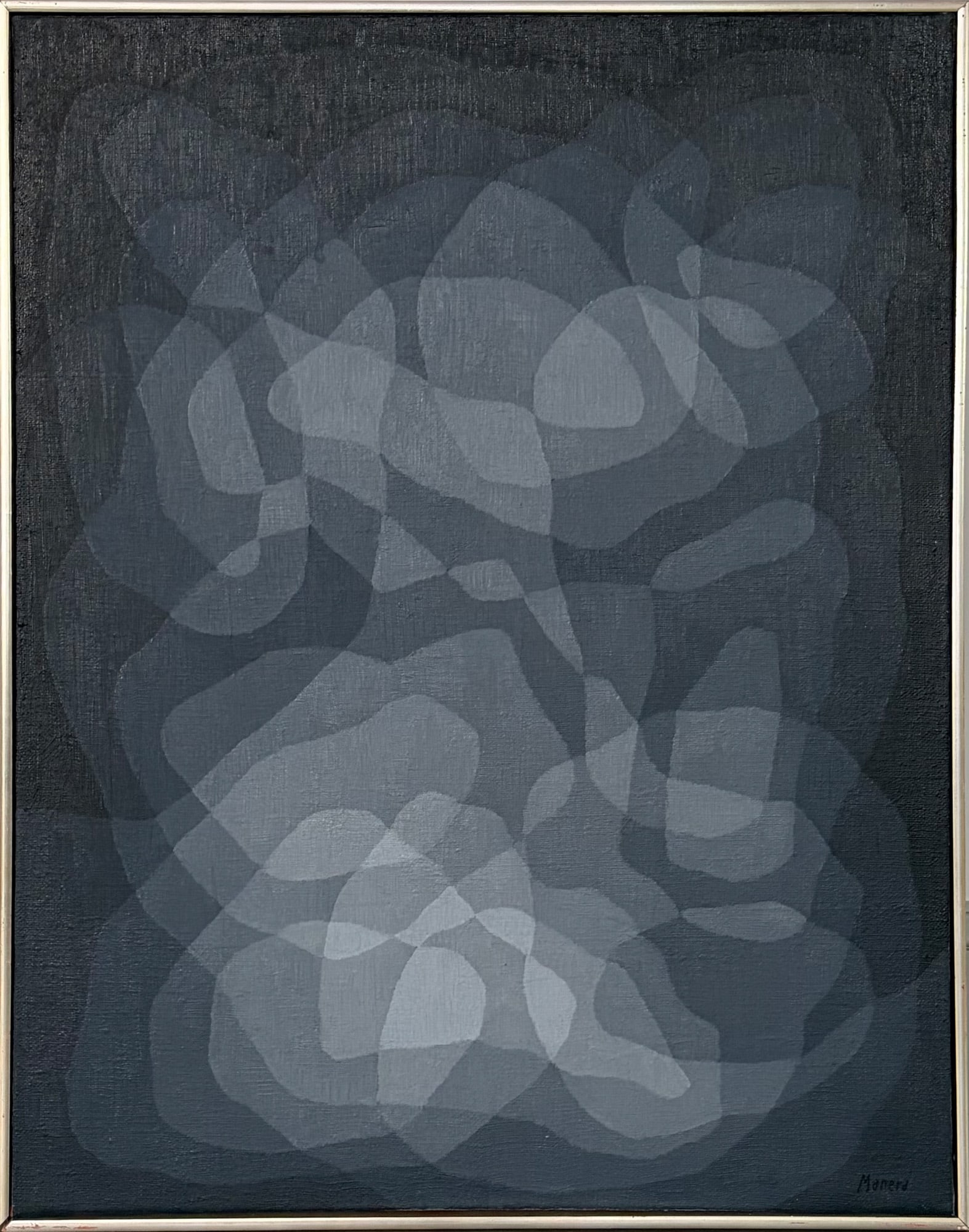 Juan Puig Manera: Spanish, 1921-2013 Les Fleurs Bleues Signed Manera (lr); signed and inscribed on the reverse Oil on canvas 36 x 29 inches Framed 36 7/8 x 29 5/8 inches