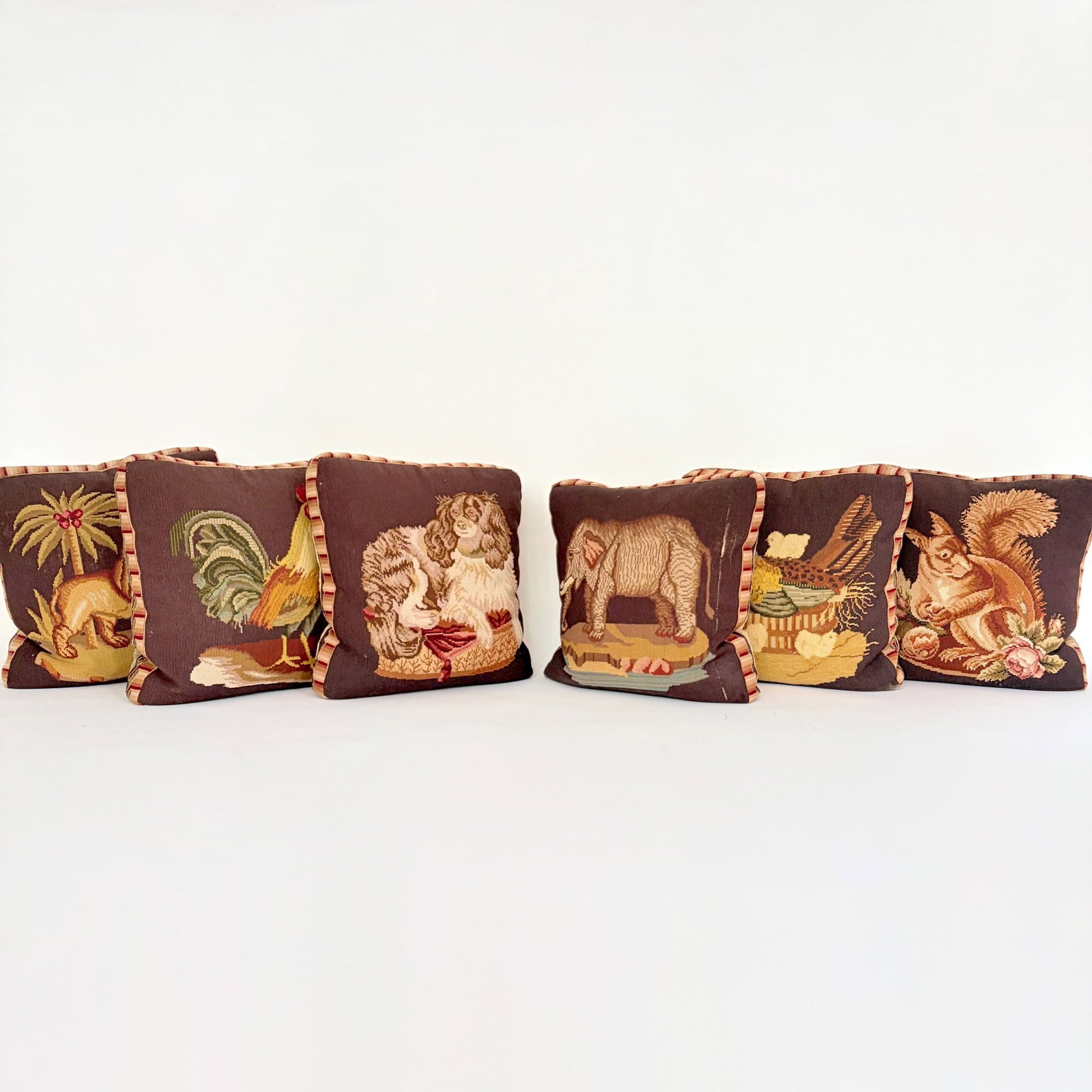 Set of Six Needlepoint Pillows: 16 inches x 16 inches