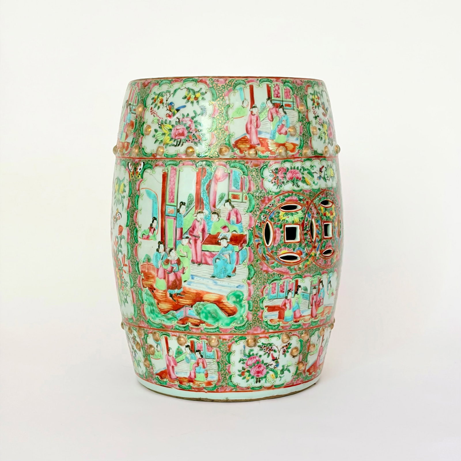 Chinese Export Porcelain Rose Medallion Garden Seat (1 of 4)