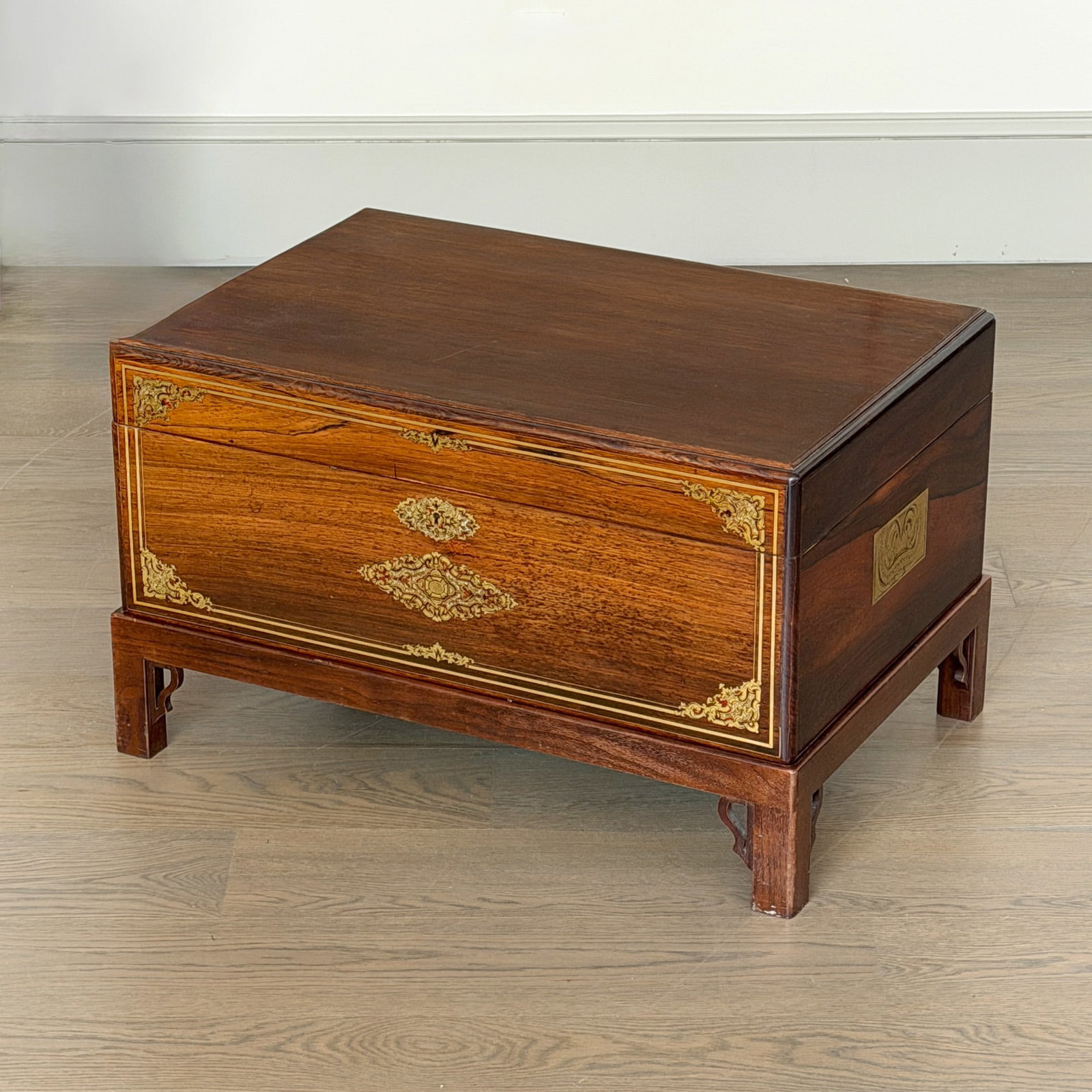 French Rosewood Brass Inlaid Chest (1 of 6)
