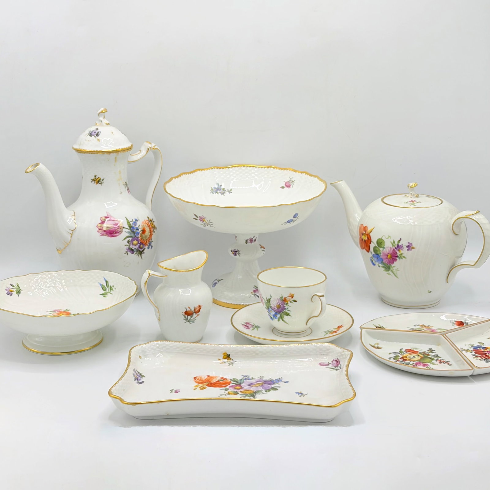 Royal Copenhagen 'Saxon Flower' Pattern Porcelain Dessert Service (1 of 8)