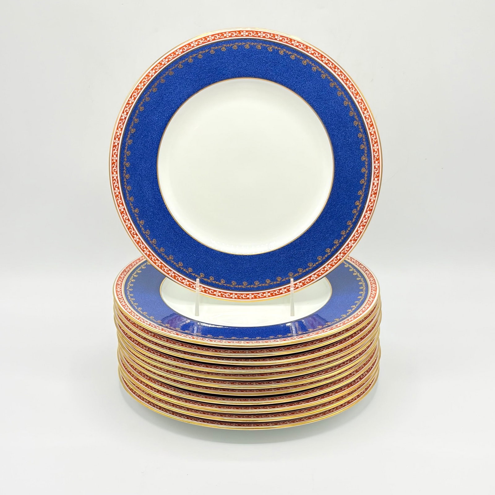 Set of Twelve Wedgwood "Ulander Powder Blue" Porcelain Plates: Retailed by Tiffany & Co., New York Diameter 10 3/4 inches.