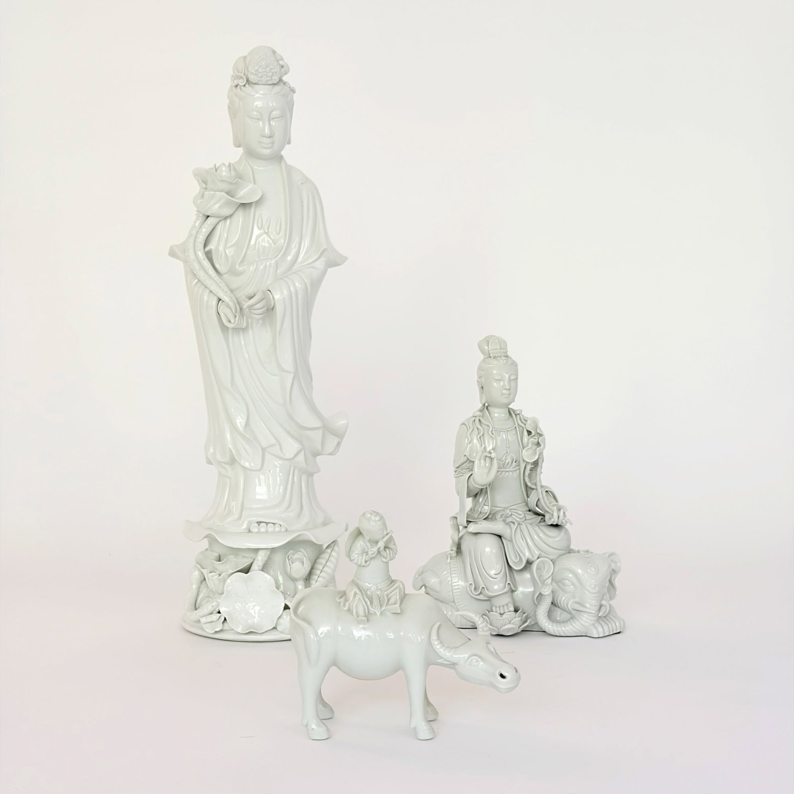 Group of Three Blanc de Chine Porcelain Figures (1 of 6)