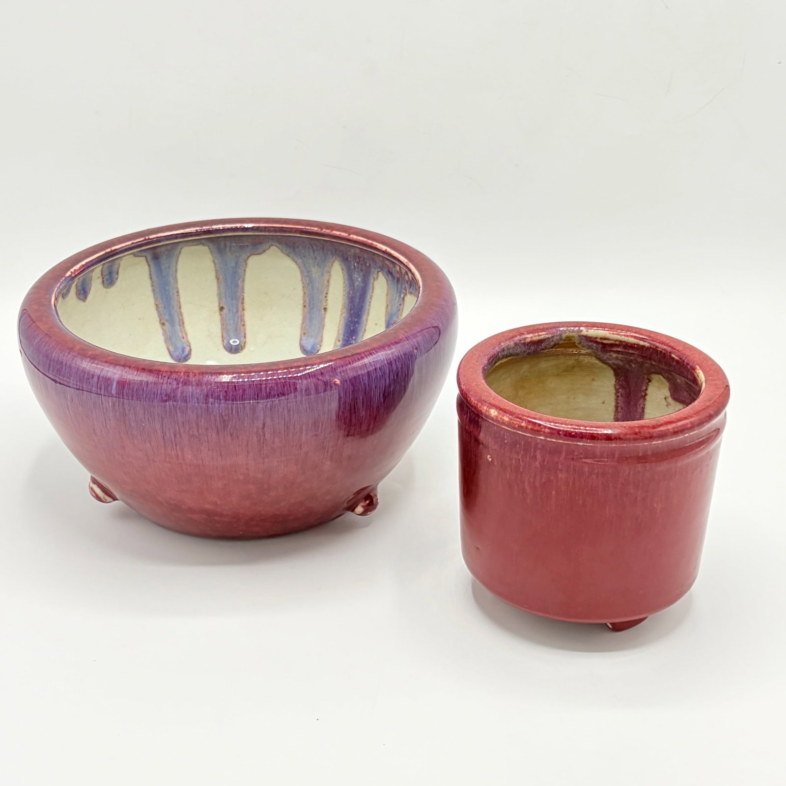 Two Chinese Porcelain Jun Style Bowls: China, probably 20th century Diameter of larger 8 1/2 inches.