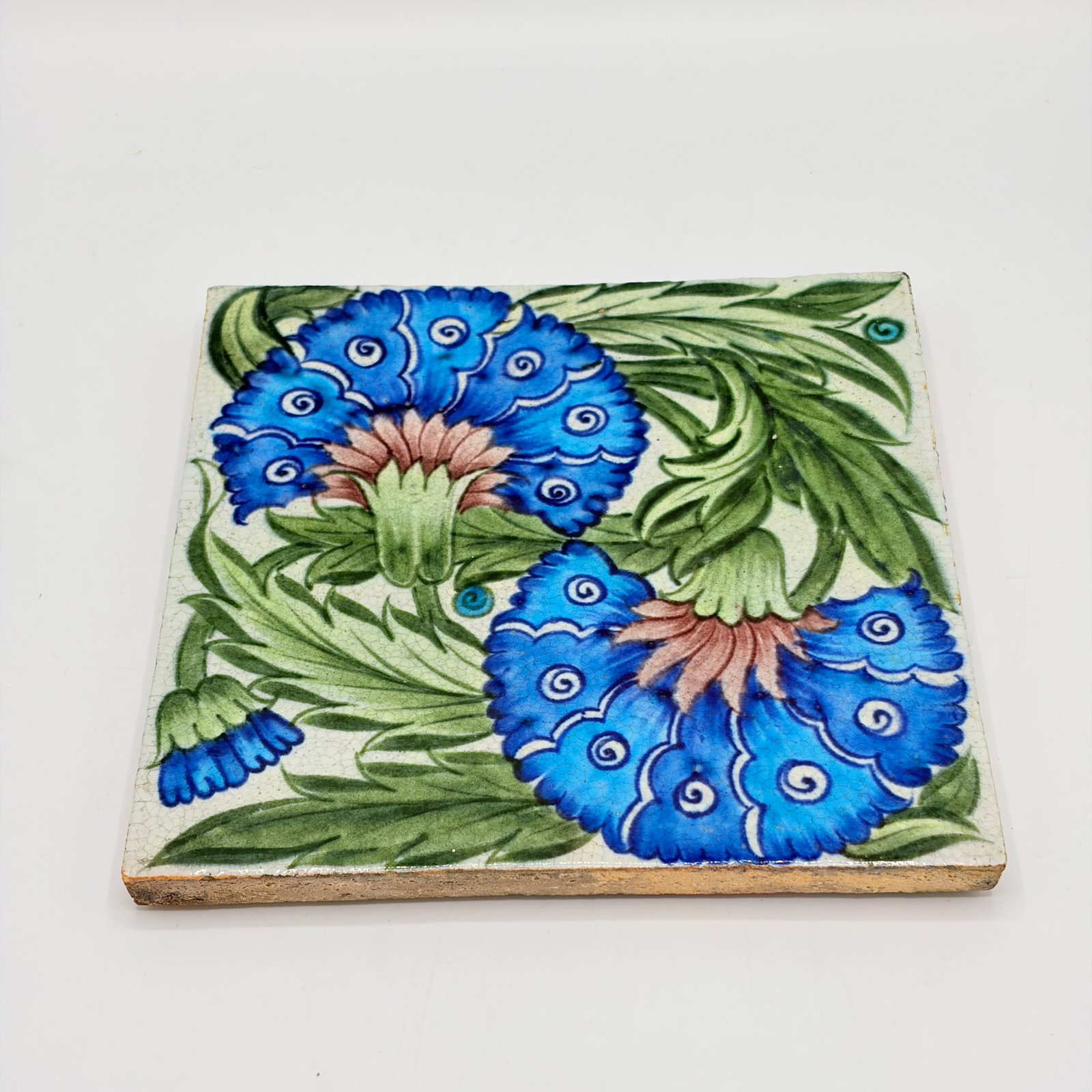 William de Morgan Glazed Earthenware "Double Carnation" Tile - 2