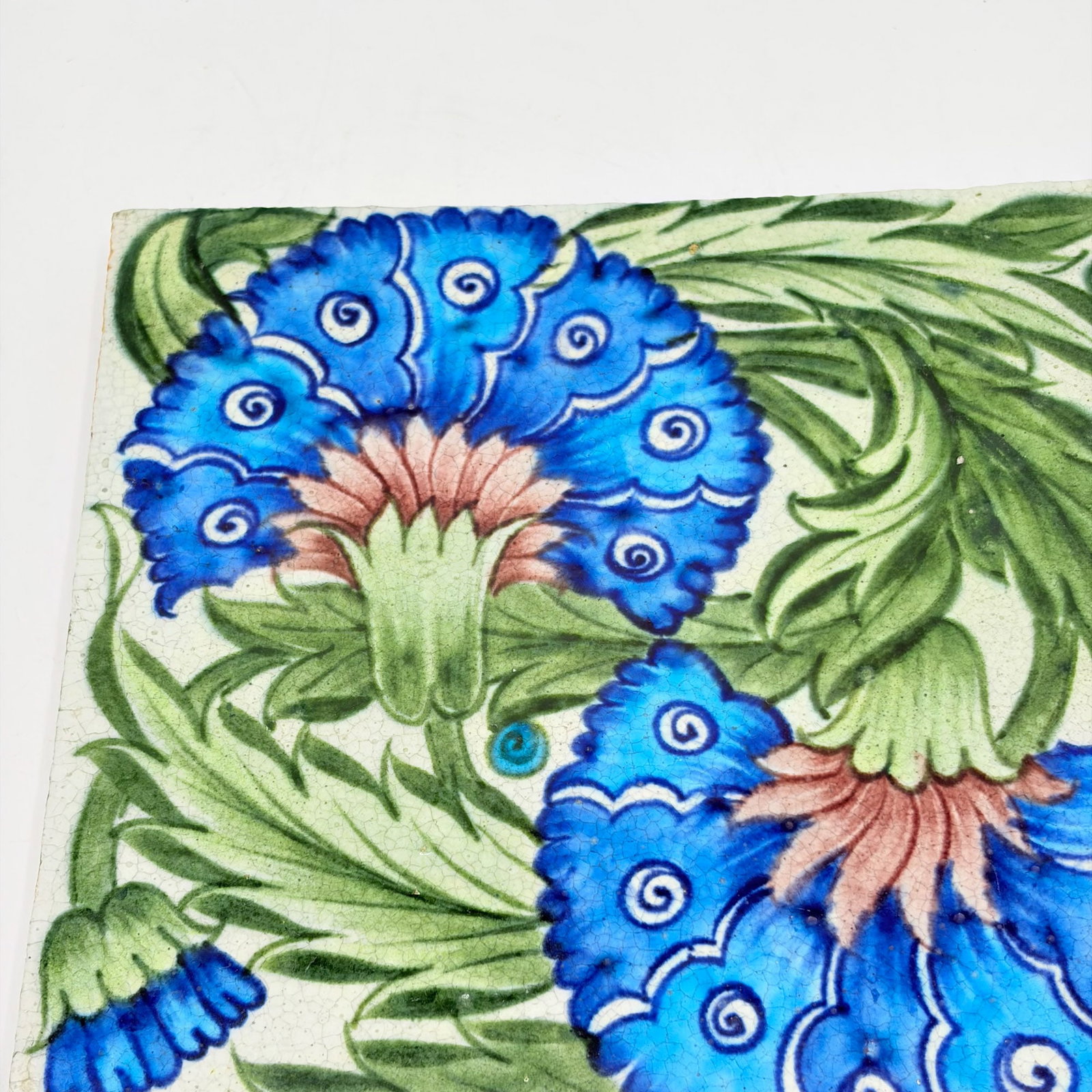 William de Morgan Glazed Earthenware "Double Carnation" Tile - 3