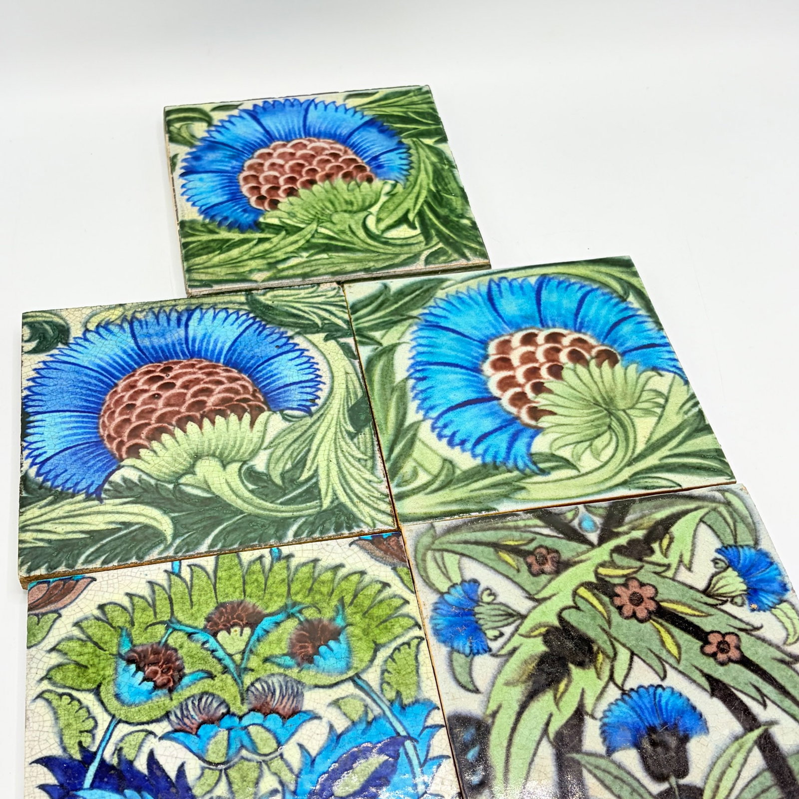 Five William De Morgan Glazed Earthenware Tiles - 2