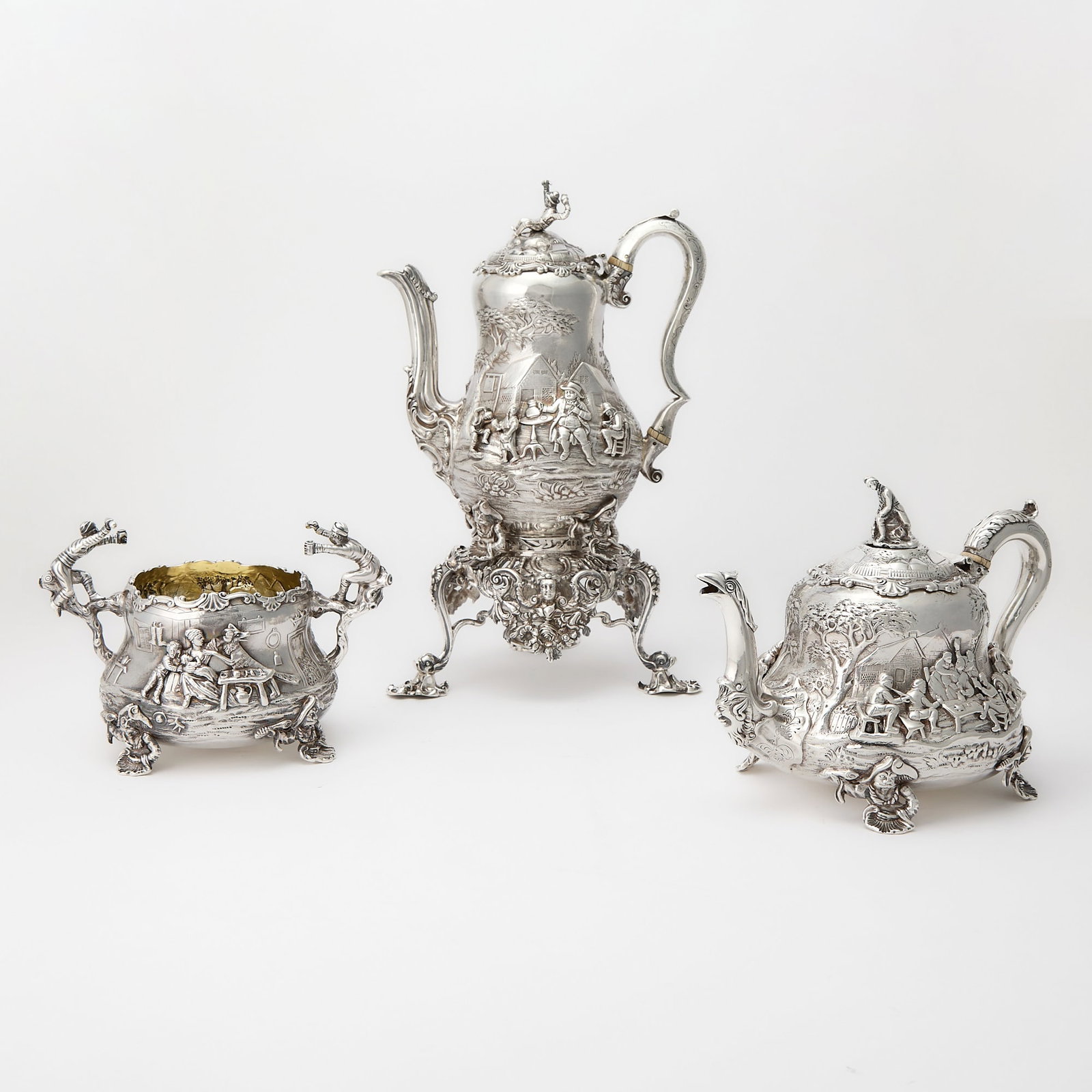 Victorian Sterling Silver "Teniers" Pattern Part Tea and Coffee Service (1 of 8)
