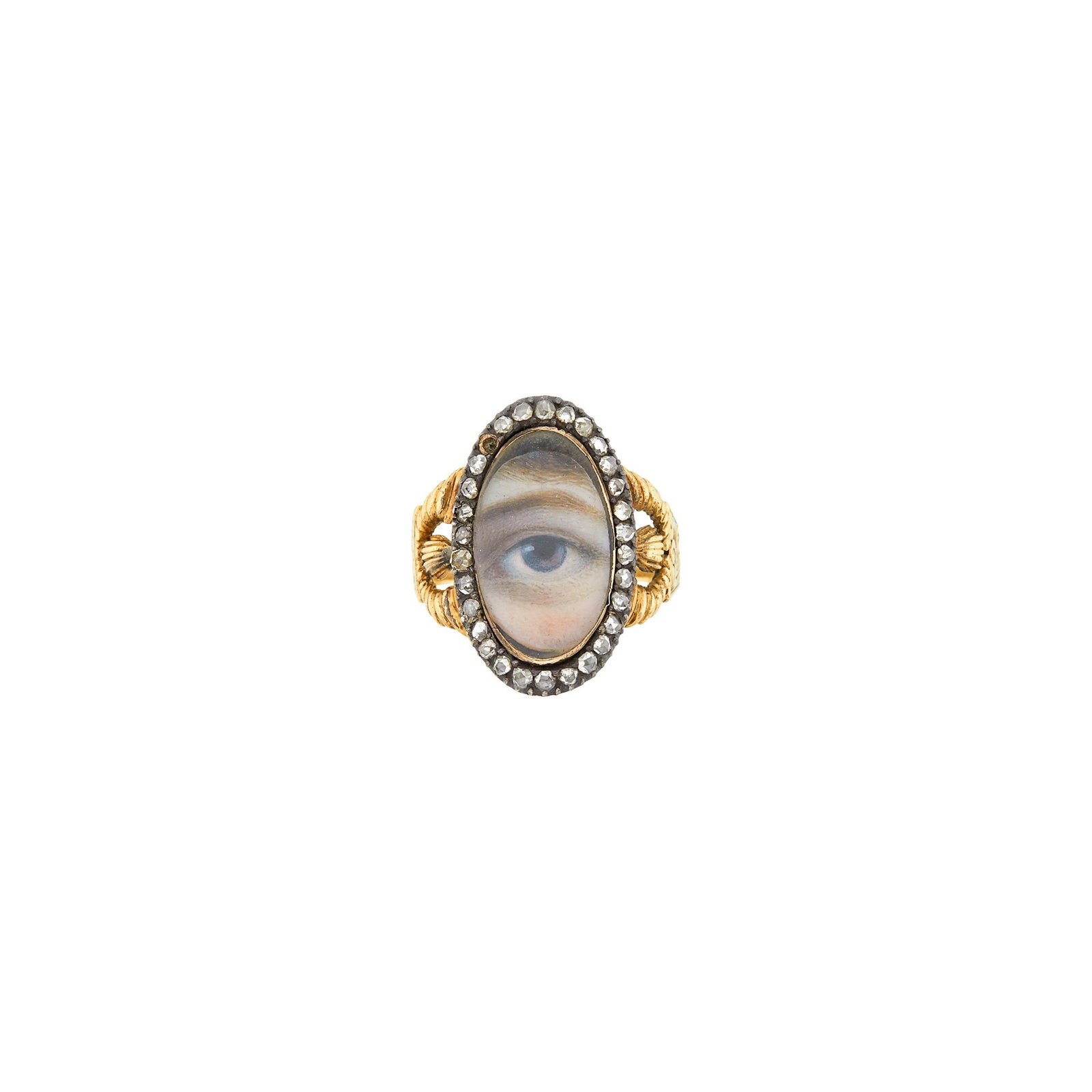 Antique Gold, Low Karat Gold, Silver and Diamond 'Lover's Eye' Ring (1 of 2)