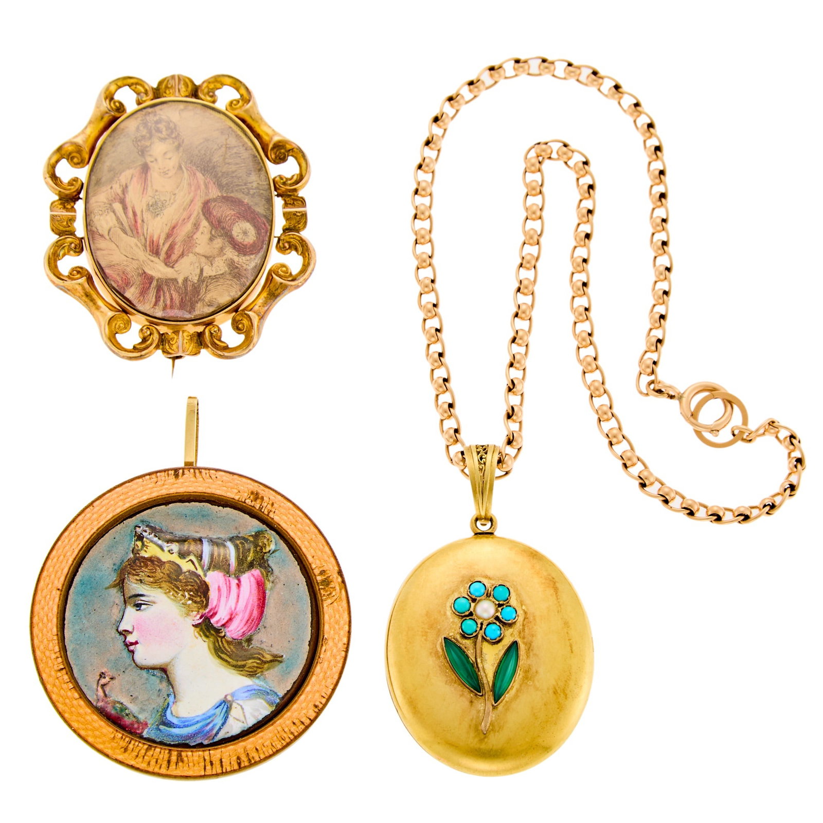 Group of Gold, Gold-Filled, Gem-Set, Enamel and Portrait Jewelry (1 of 1)