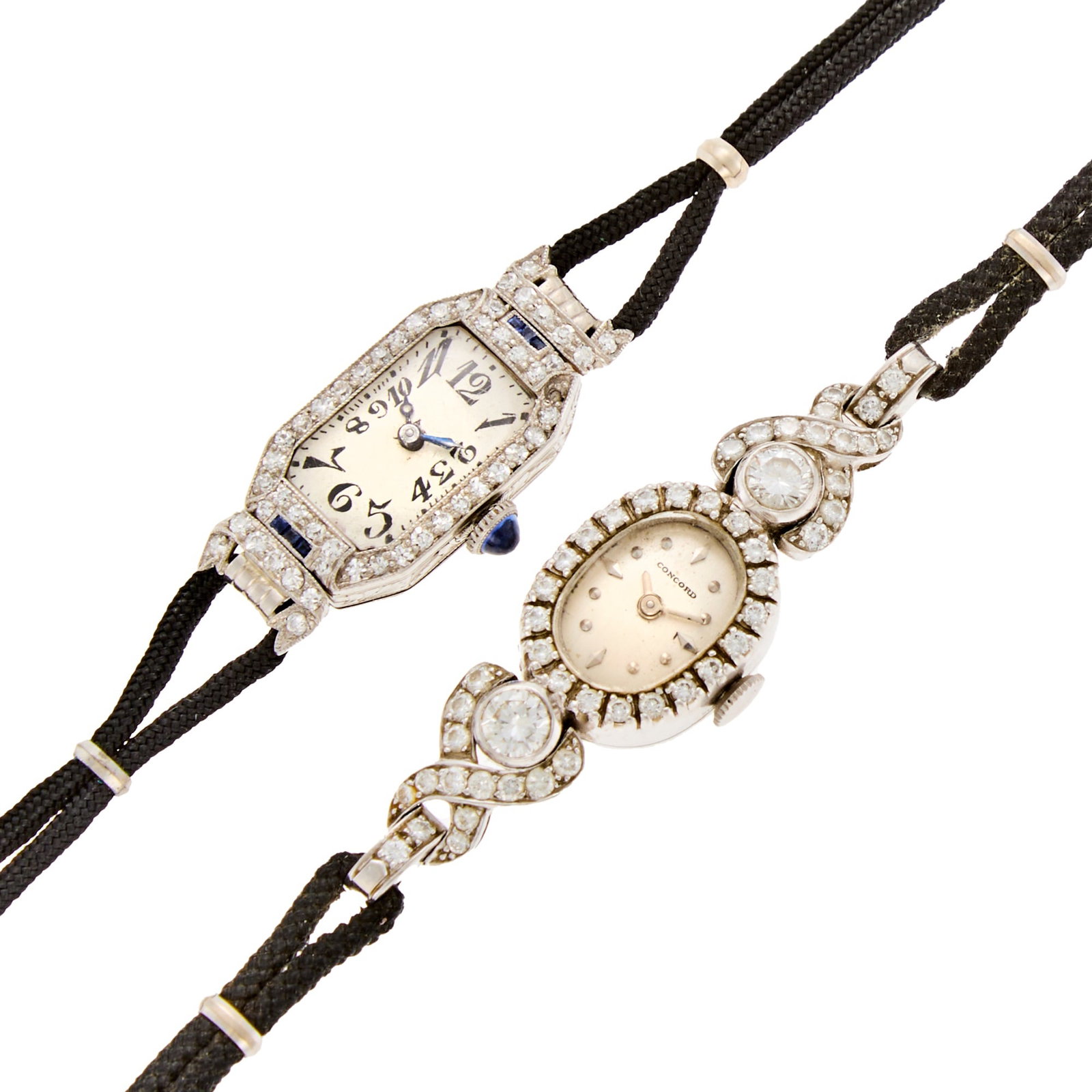 Two Ladies Platinum, White Gold Diamond and Sapphire Wristwatches (1 of 2)