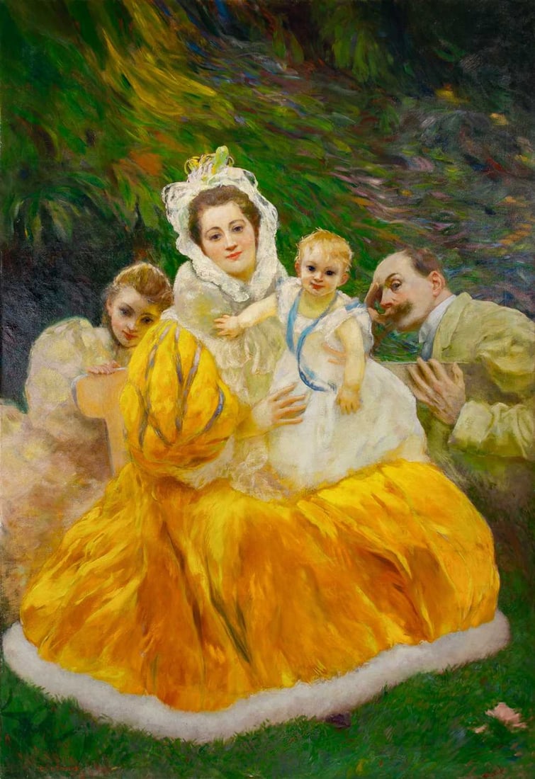 Gaston La Touche: French, 1854-1913 The Yellow Dress (La Robe Jaune) Signed G. La Touche and dated 96 (ll) Oil on canvas 82 x 56 1/2 inches (208.3 x 143.5 cm) Provenance: Private collection, New York Exhibited: