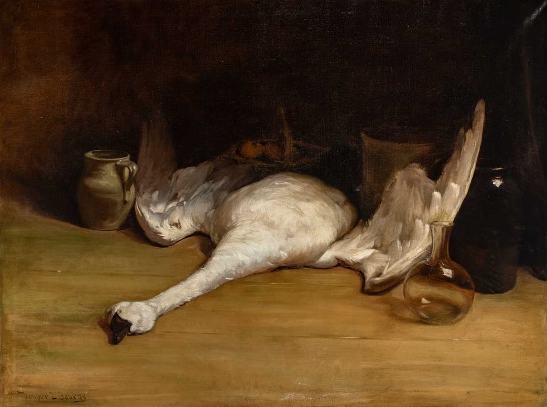 Vesper Lincoln George: American, 1865-1934 Still Life with Swan Signed Vesper L George (ll) Oil on canvas 36 1/8 x 48 1/4 inches (91.8 x 122.6 cm) (Frame 40 x 52 inches)