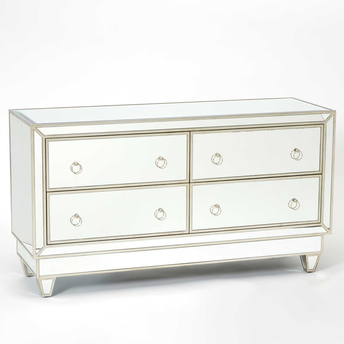 Modern Silver Painted Mirrored Dresser (1 of 6)
