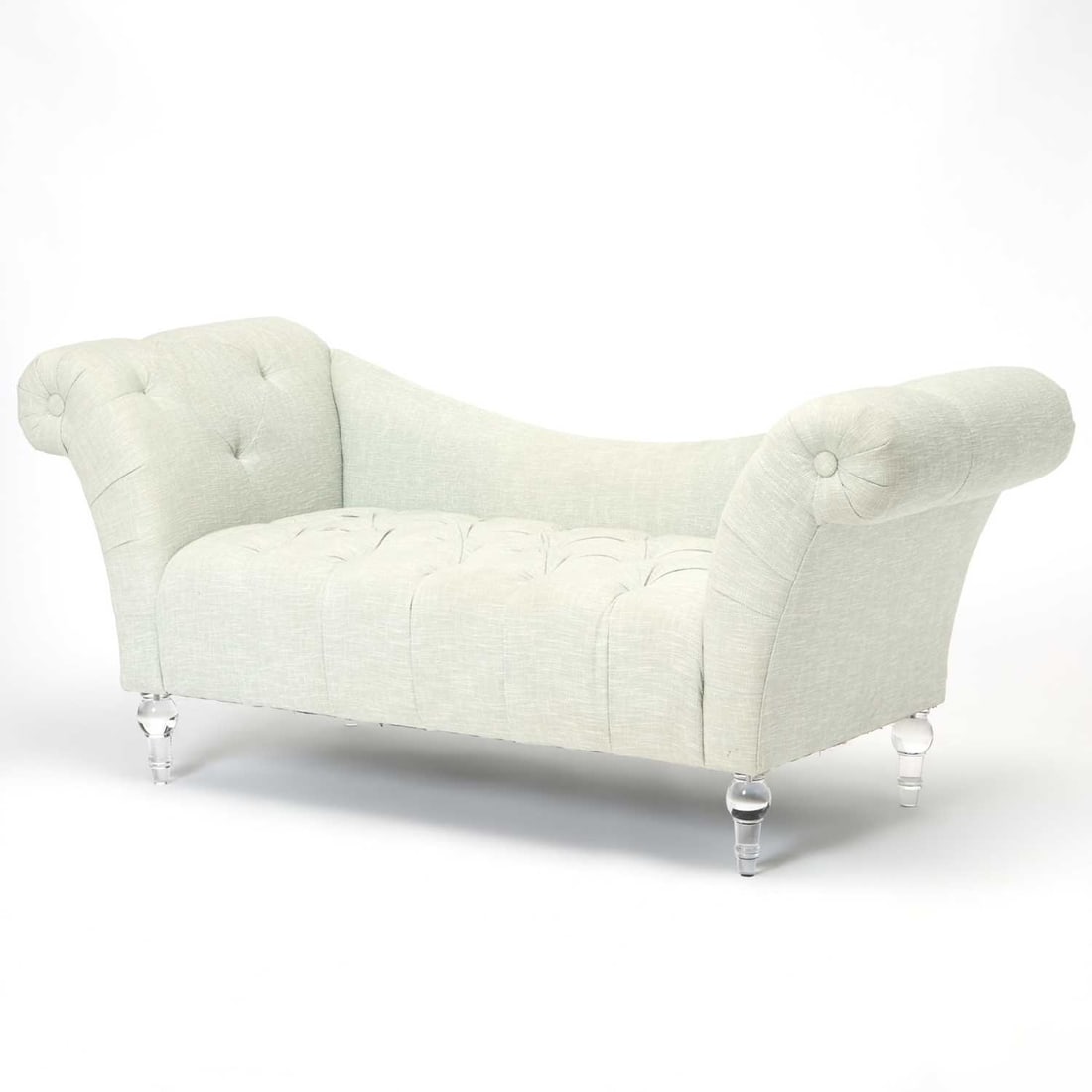 Modern Upholstered Tufted Settee on Acrylic Legs (1 of 4)