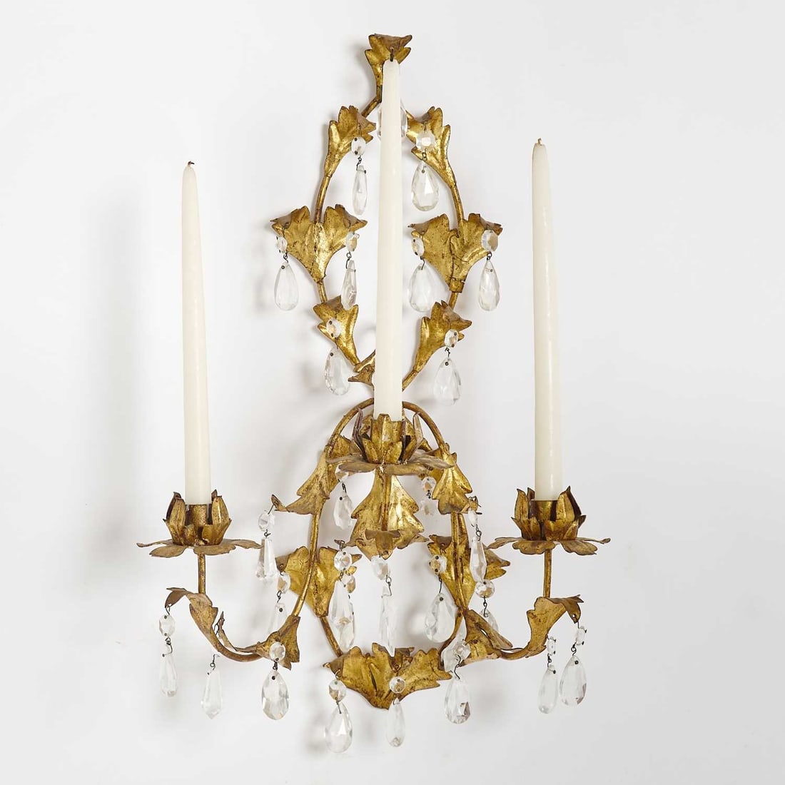 Italian Gilt Toile and Crystal Three-Branch Wall-Light (1 of 3)