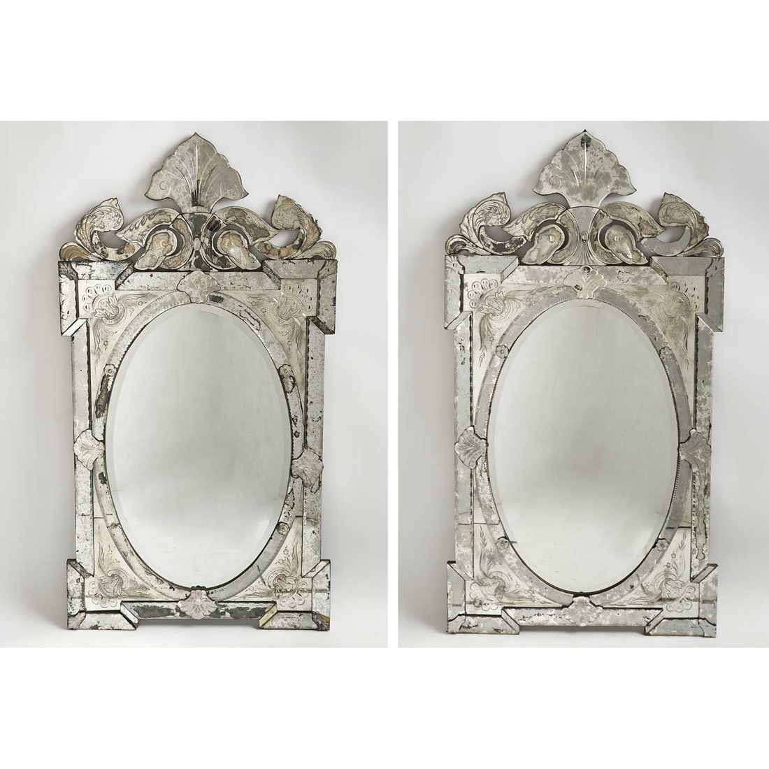 Pair of Venetian Neoclassical Style Engraved Glass Mirrors (1 of 7)