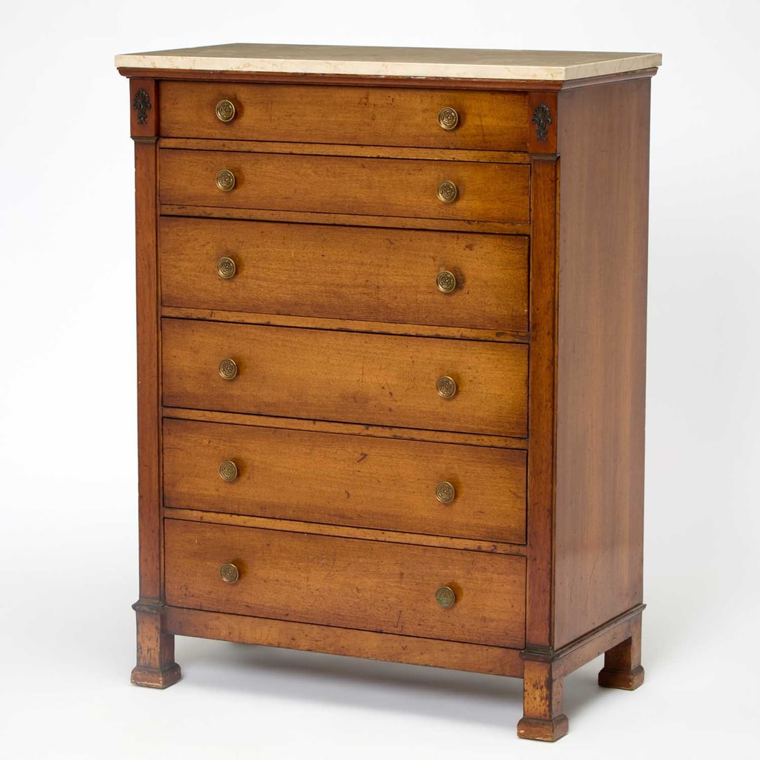 Regency Style Marble Top Mahogany Chest of Drawers (1 of 8)