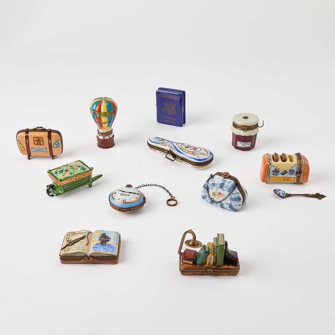 Group of Limoges Hand-Painted Porcelain Pill Boxes (1 of 8)