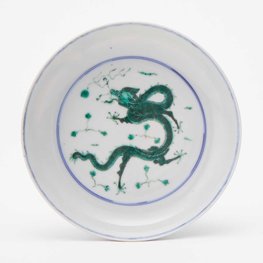 A Chinese Enameled Porcelain 'Dragon' Dish Chenghua Mark, but Later (1 of 3)