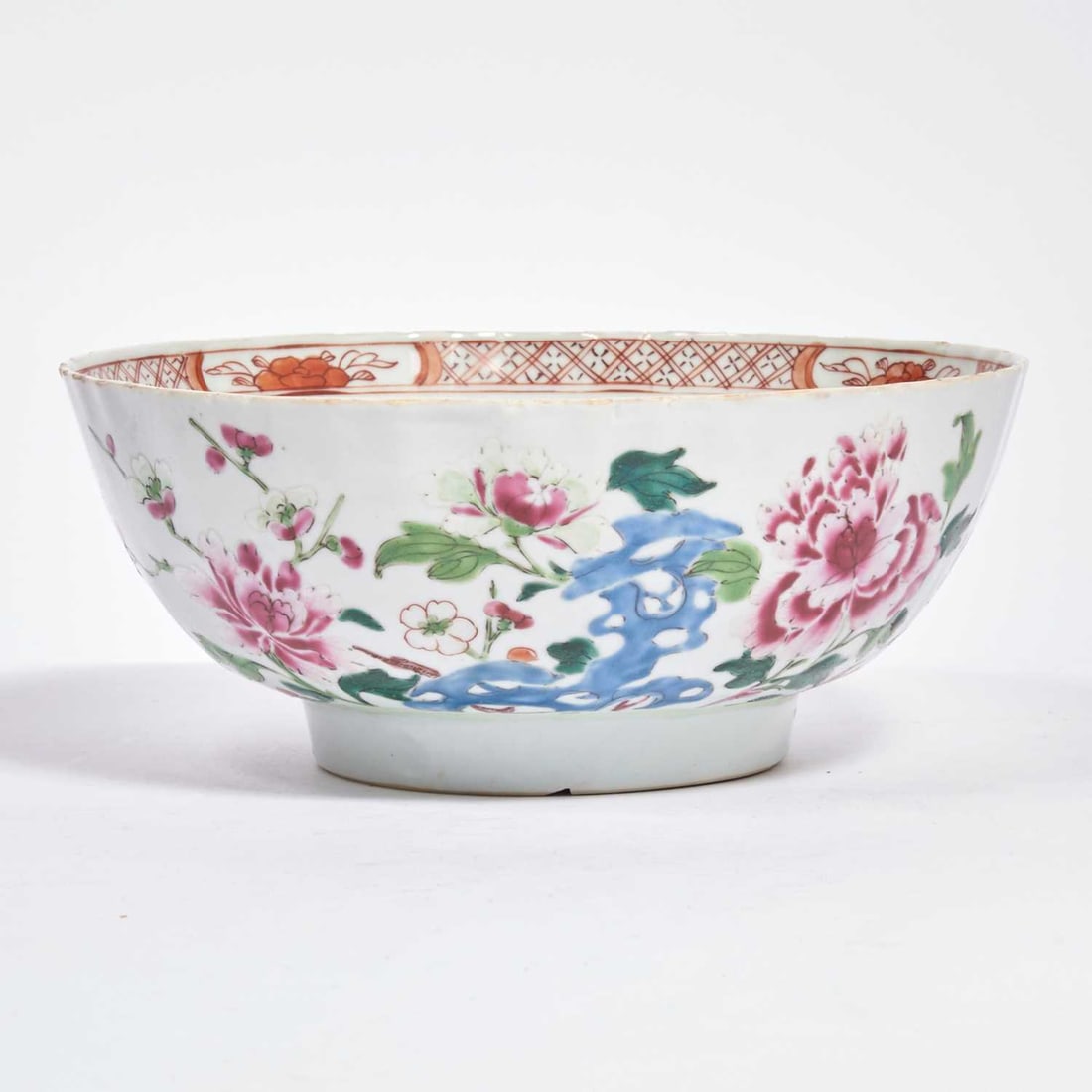 A Chinese Export Famille Rose Porcelain Bowl Decorated with Flowers and Rocks 18th Century (1 of 5)
