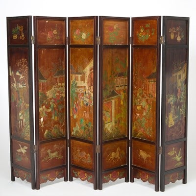 Chinese Painted Six-Panel Screen - 5
