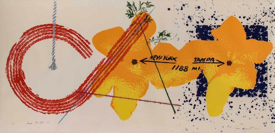 James Rosenquist (1933-2017): TAMPA--NEW YORK 1188 (GLENN 81) Color lithograph, 1974, on Arches Cover paper, signed, dated, titled and numbered 1/40 in pencil, published by GraphicStudio, University of South Florida, Tampa, with