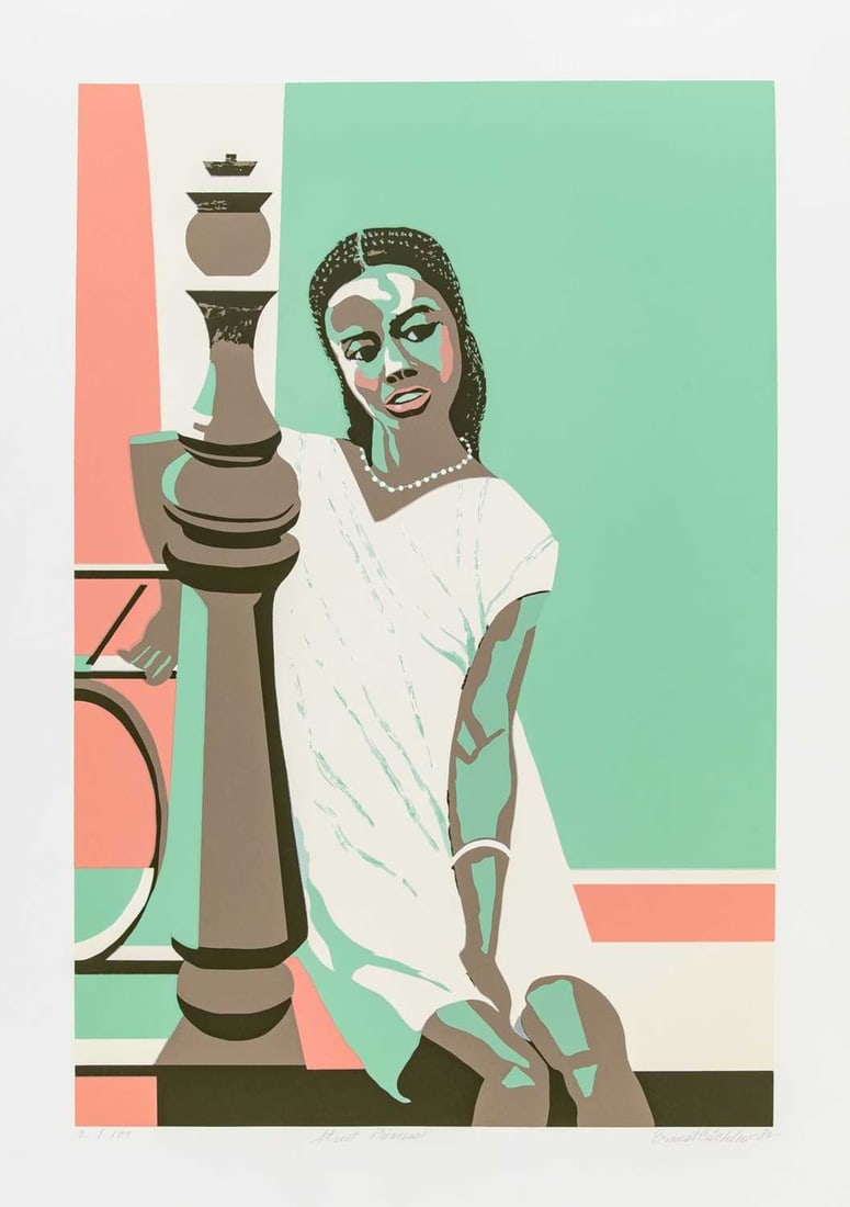 Ernest Crichlow (1914-2005): STREET PRINCESS Color screenprint, 1982, on wove paper, signed, dated, titled and numbered 2/100 in pencil, with full margins, framed. </