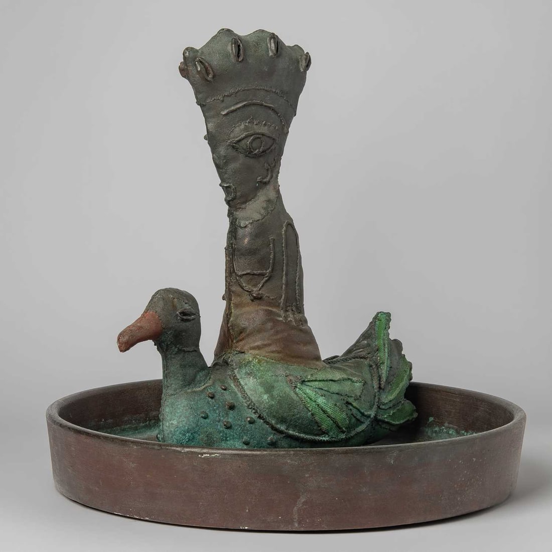 Manuel Mendive: Cuban, b. 1944 El Pato Que Mira el Agua, 1999 Signed Mendive Bronze, from an edition of 7 15 3/4 x 15 3/4 inches (40 x 40 cm) Provenance: Acquired directly from the artist by the current owner This