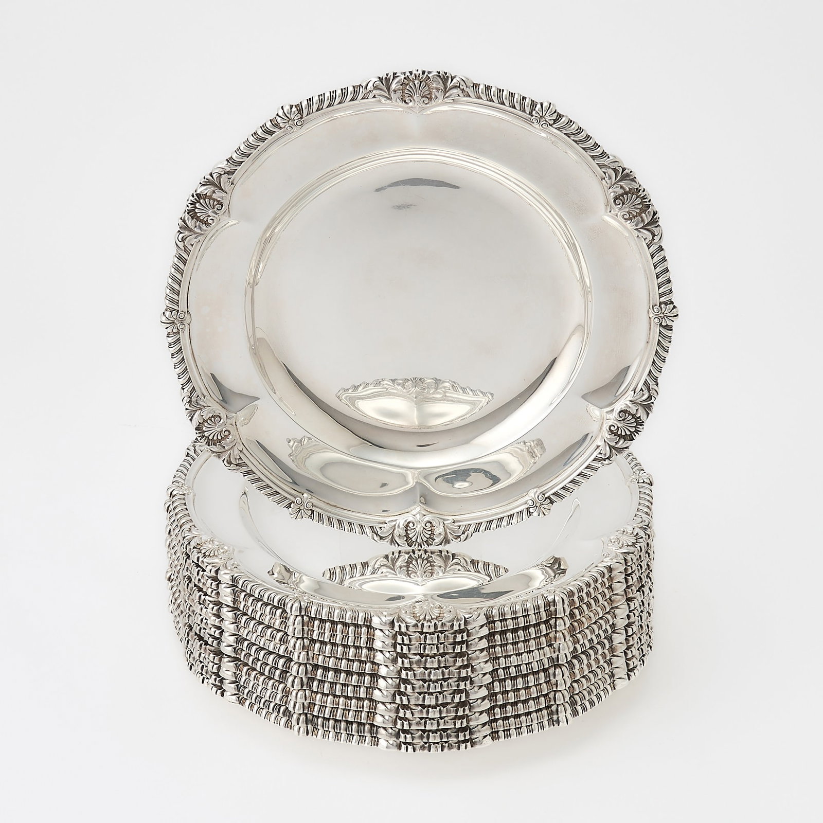 Set of Twelve George V Sterling Silver Dinner Plates (1 of 3)
