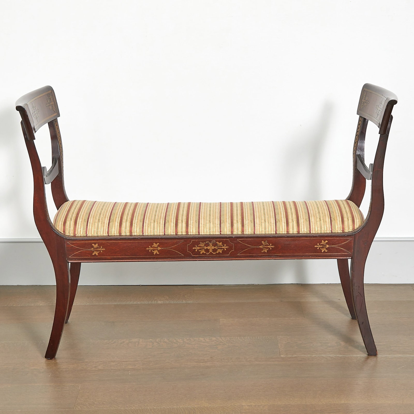 Regency Brass Inlaid Mahogany Window Bench - 2