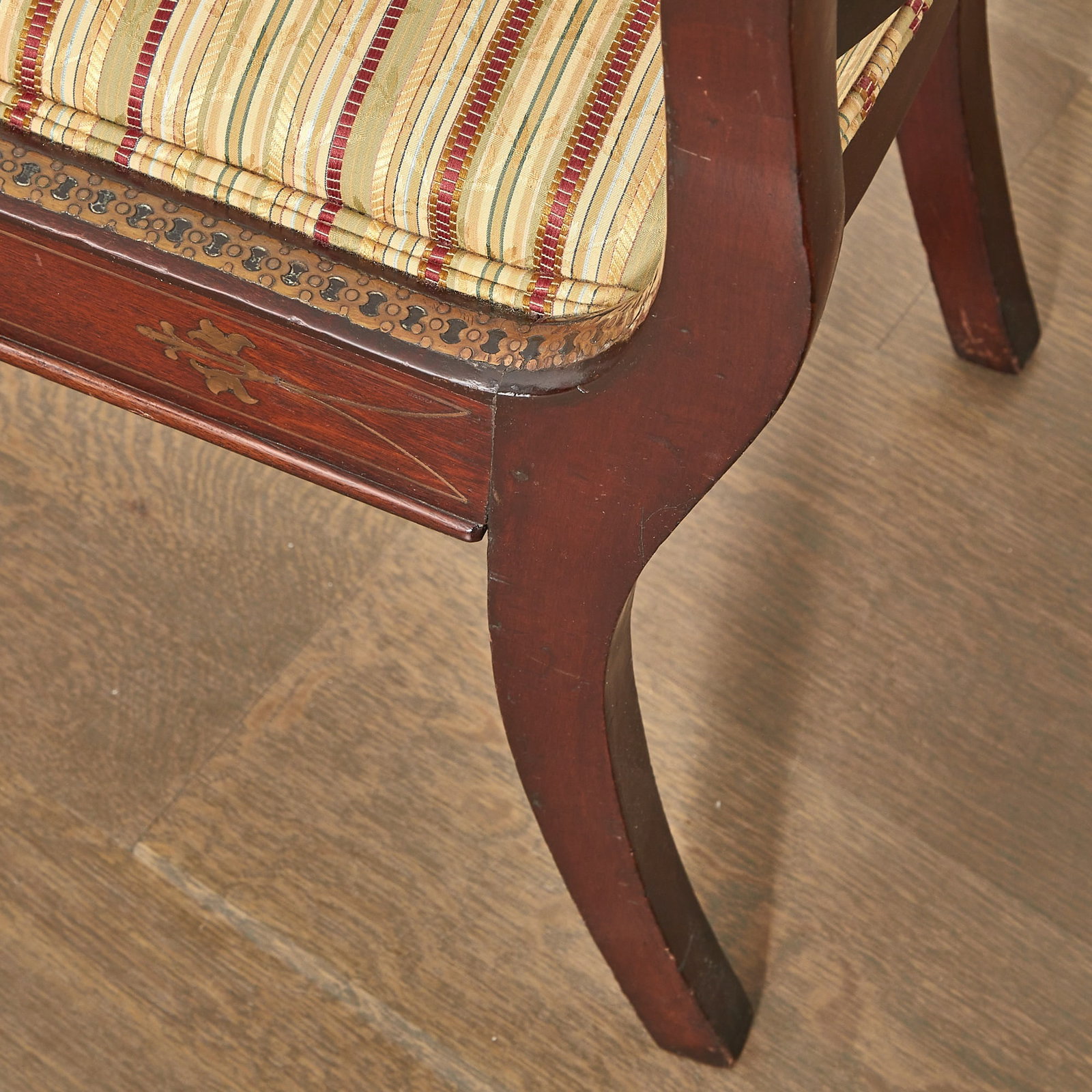 Regency Brass Inlaid Mahogany Window Bench - 4